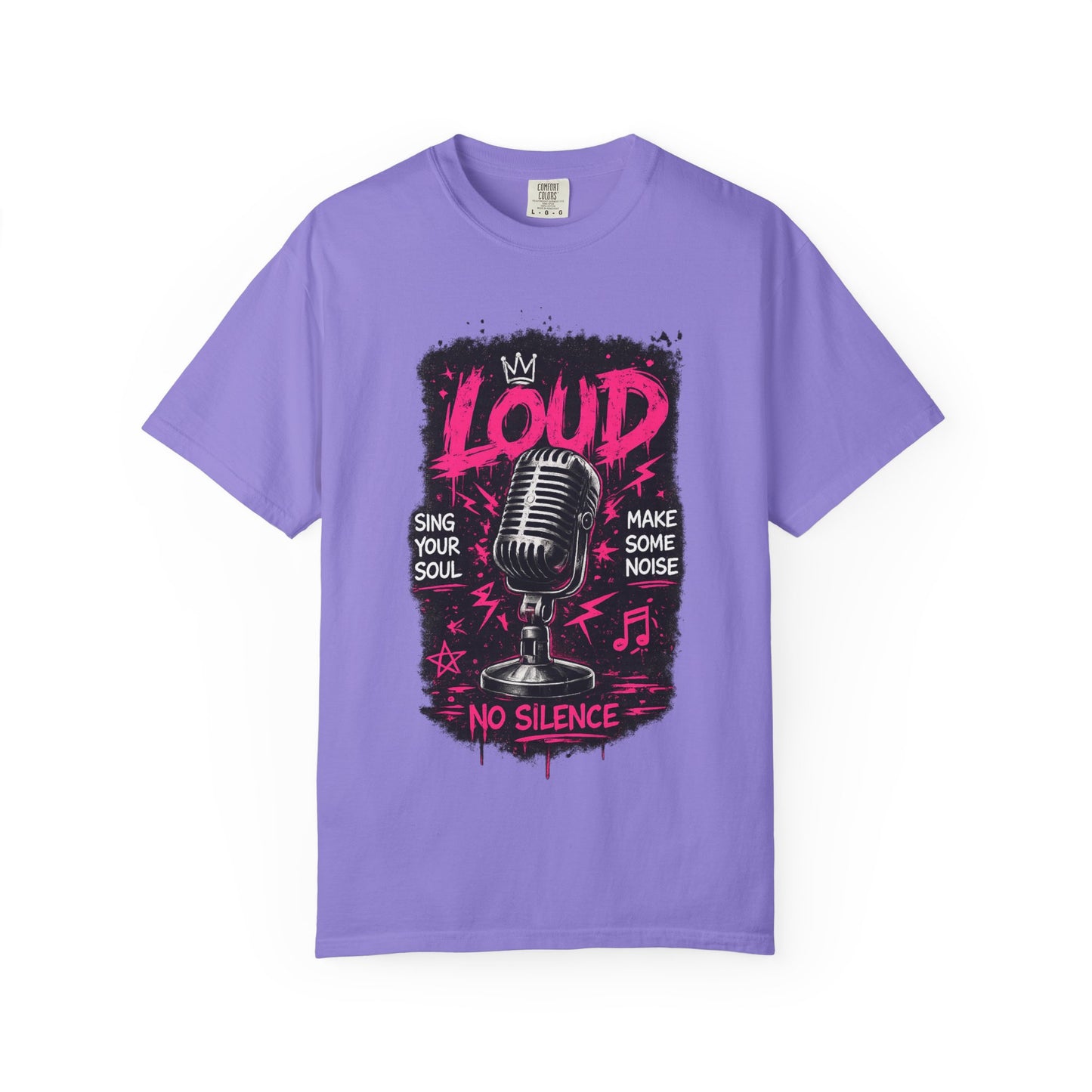 Loud Microphone Graphic T-Shirt | Vintage Mic, Pink Music Art