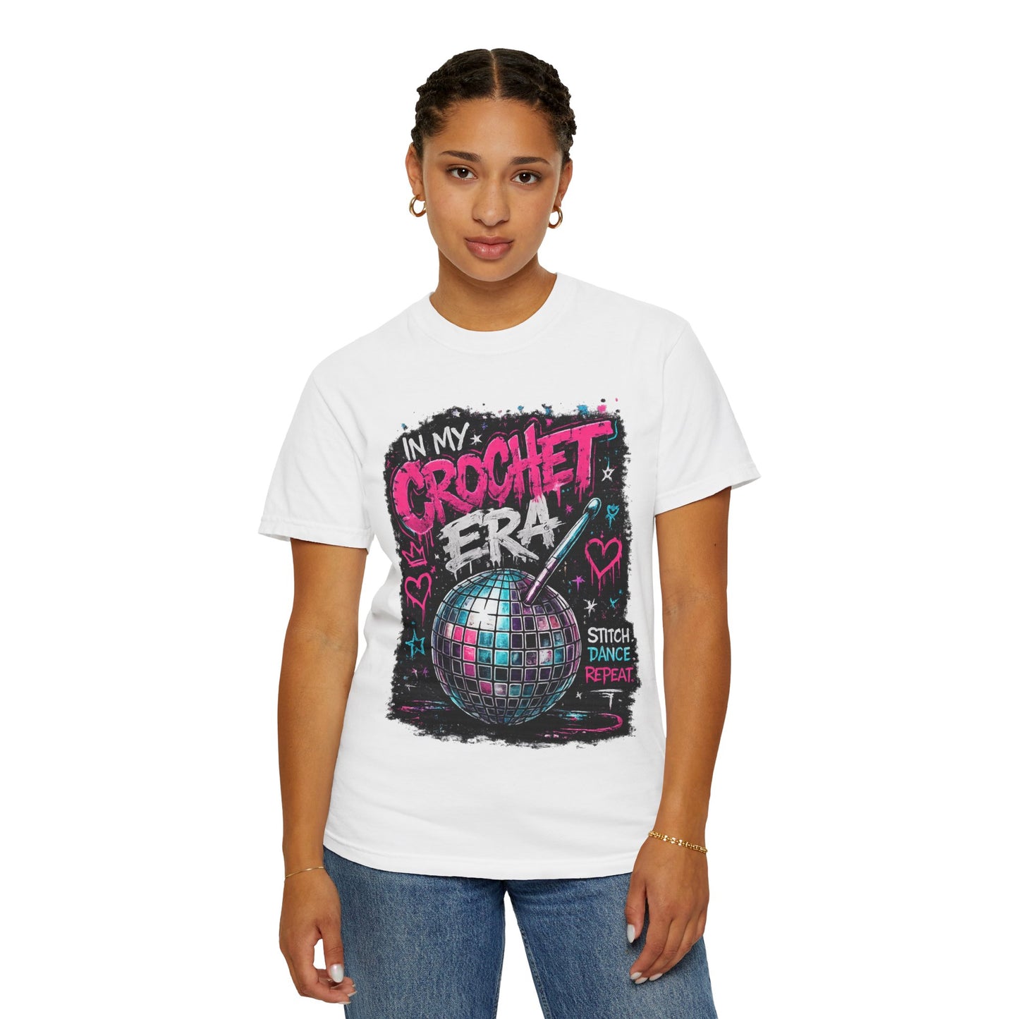 In My Crochet Era T-Shirt — Retro Disco Crochet Graphic Tee