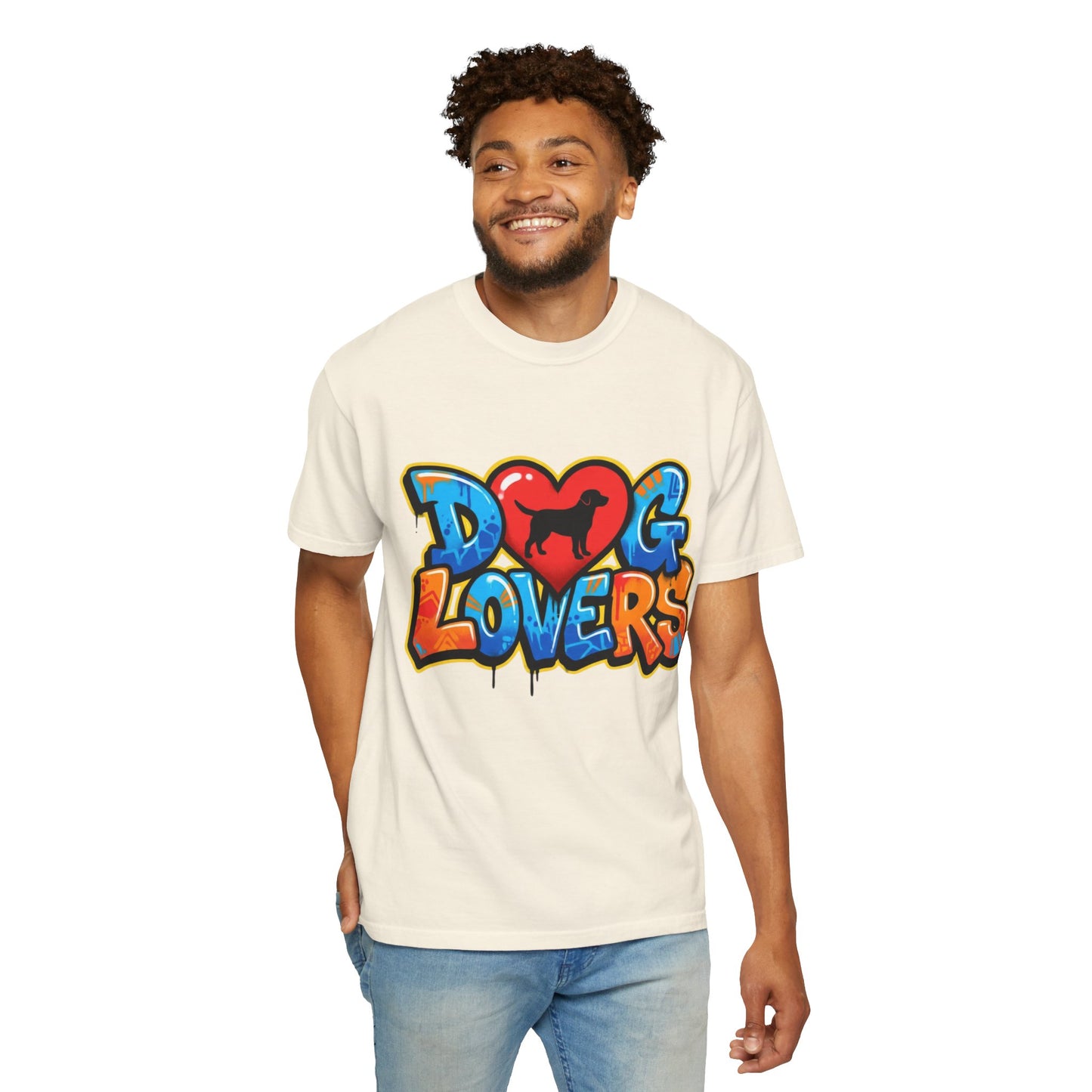 Dog Lovers Graffiti T-Shirt — Heart & Silhouette Pet Lover Tee