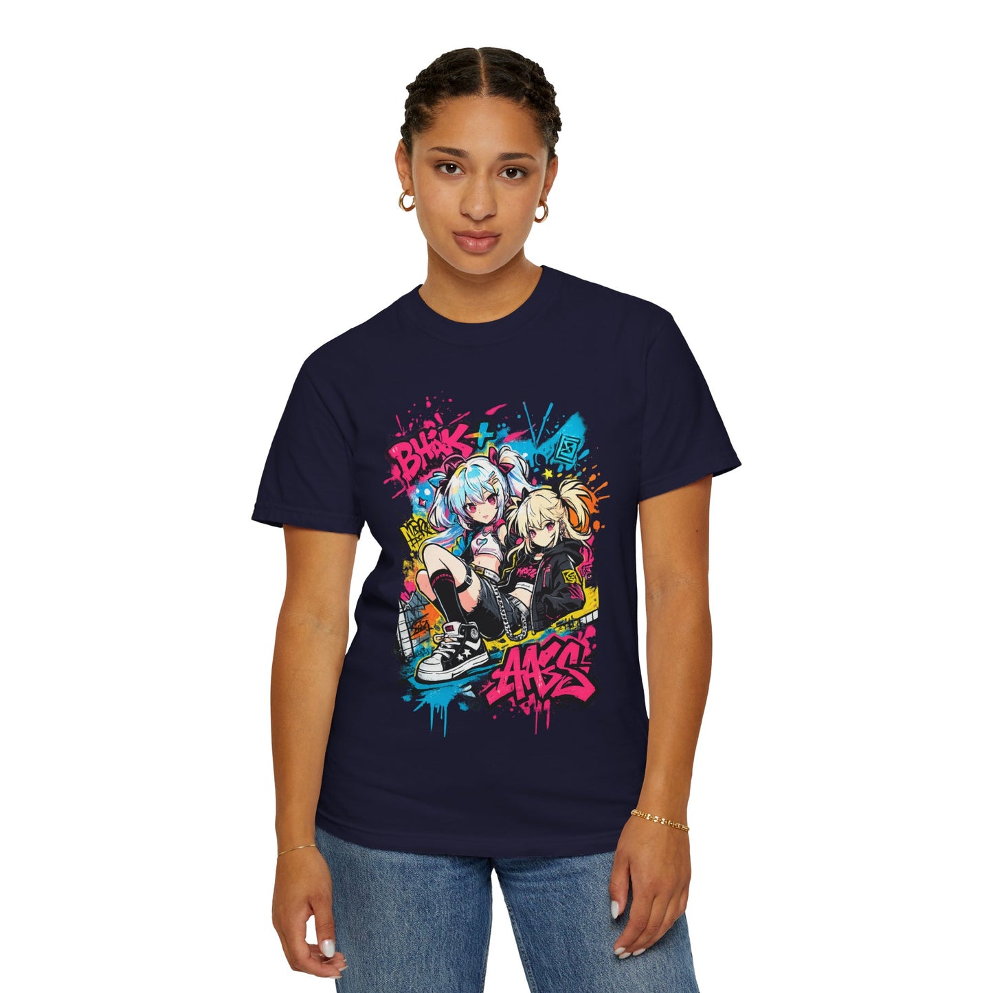 Anime Streetwear T-Shirt — 'Bucks & Sakes' Graffiti Girls Graphic Tee