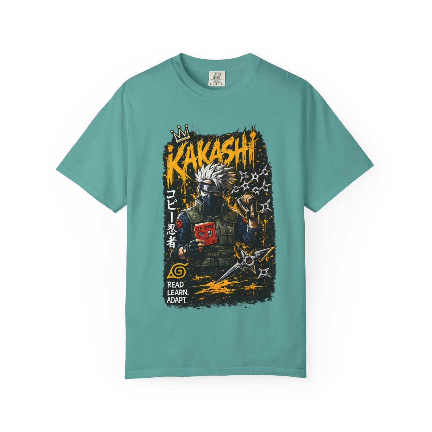Kakashi Graphic T-Shirt — Anime Ninja Print, 'Read. Learn. Adapt.'