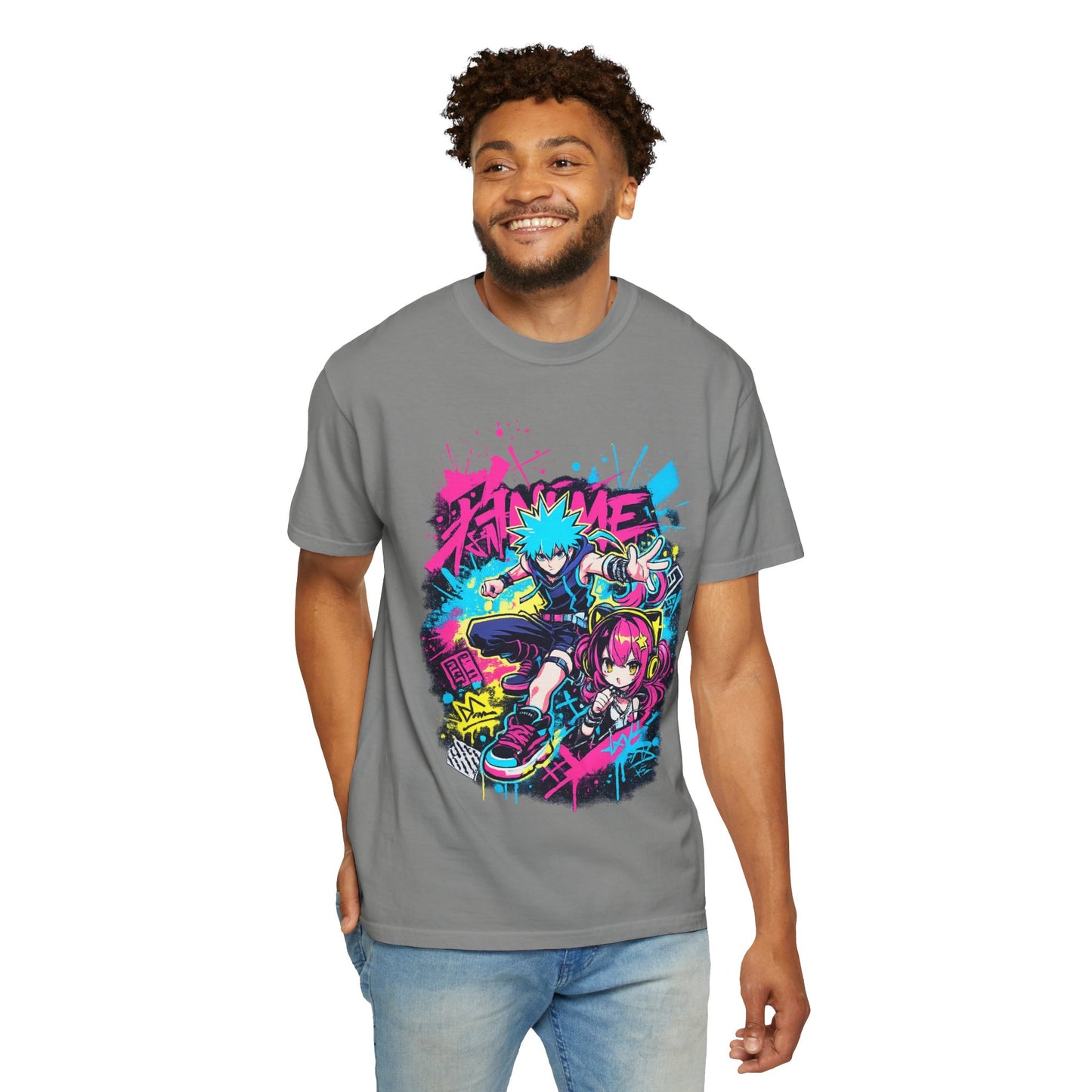Anime Streetwear T‑Shirt — Neon Punk 'Eat Me' Graphic