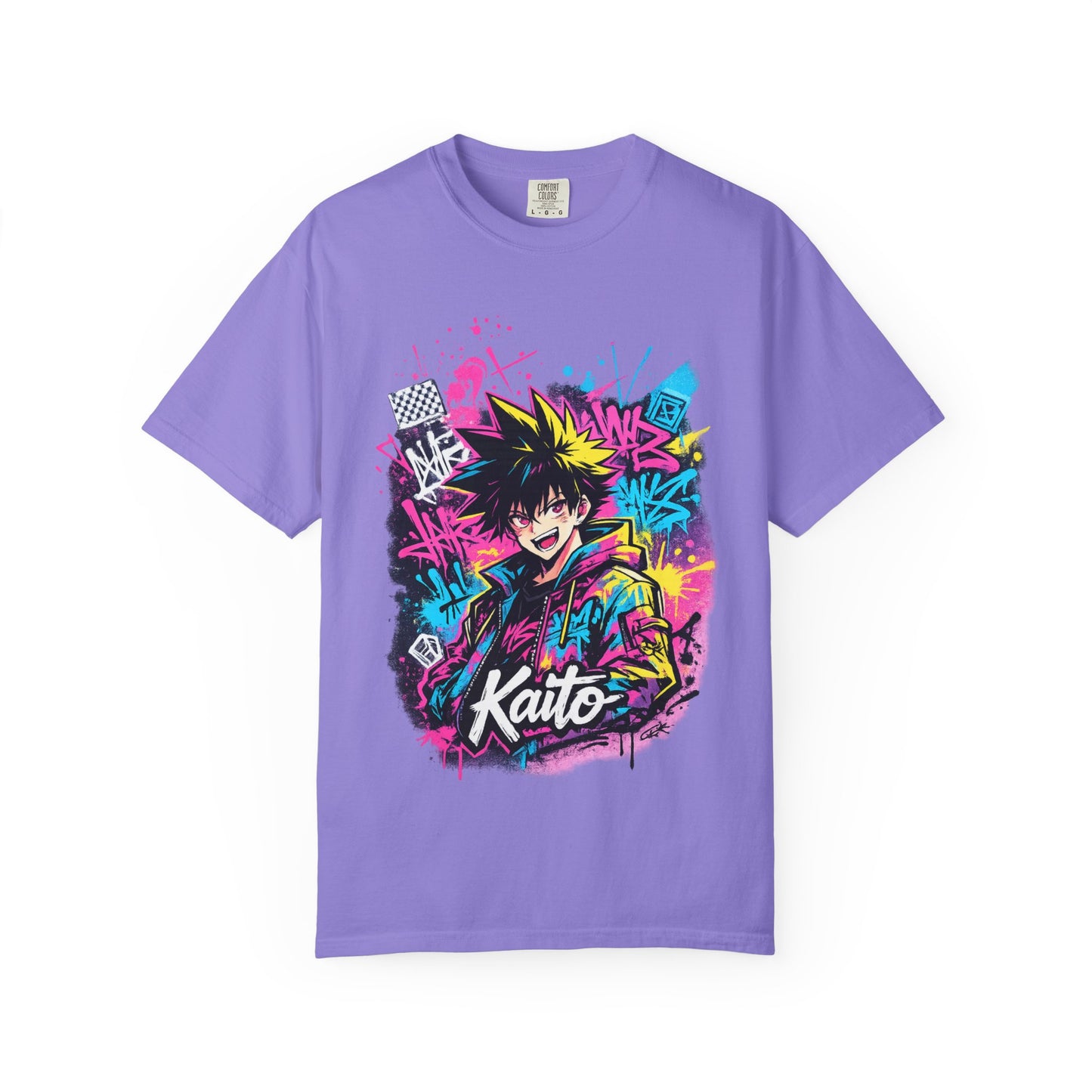 Kaito Anime Streetwear T-Shirt — Neon Graffiti Character Tee