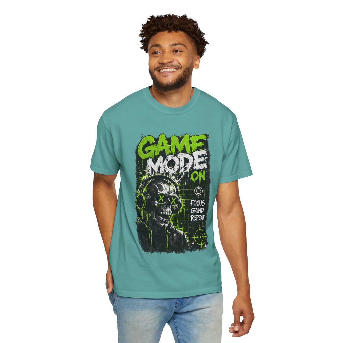 Game Mode On T-Shirt — Gamer Skull Graphic Tee (Focus Grind Repeat)