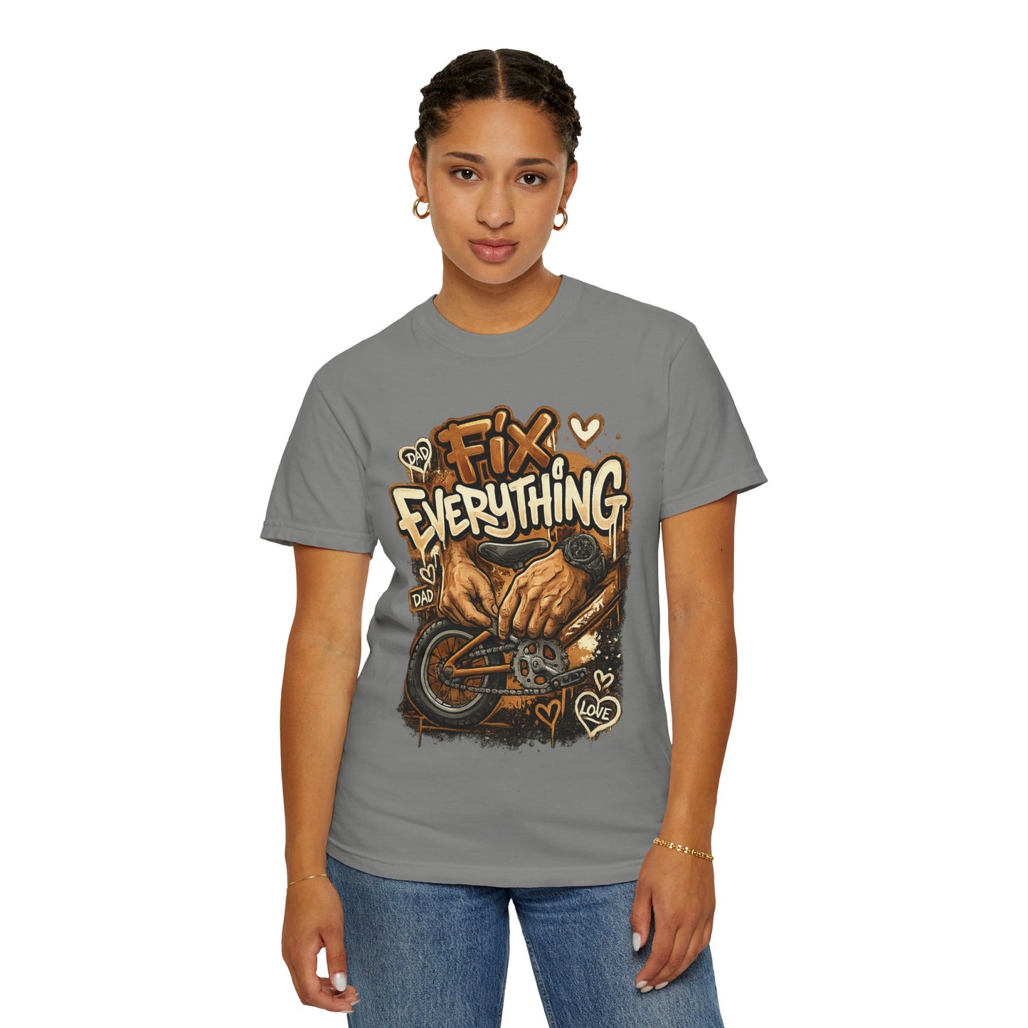 Fix Everything hands repairing bicycle T-Shirt | mechanic repair art