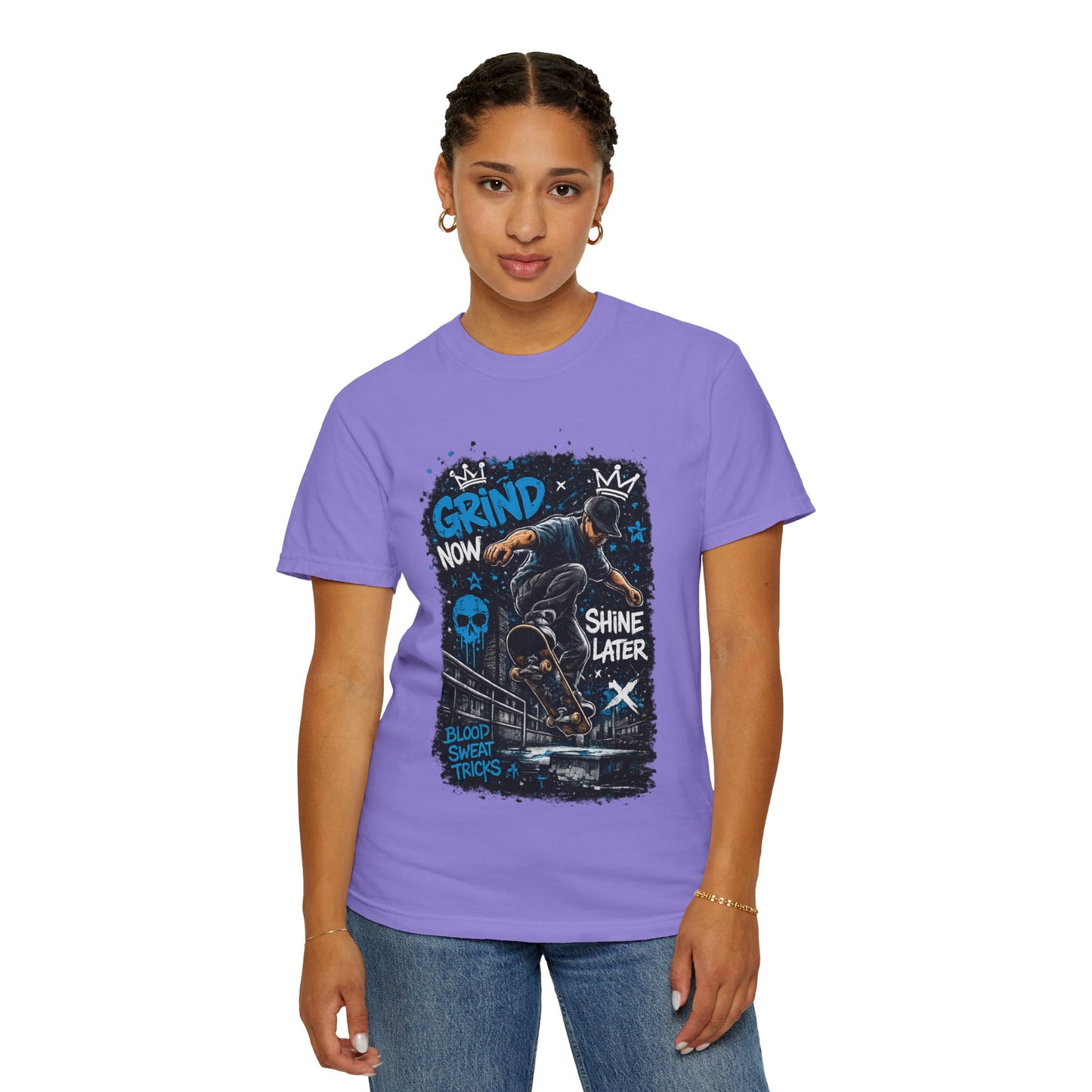 Skate Grind Now Tee — 'Grind Now Shine Later' Skateboard Graphic T-Shirt