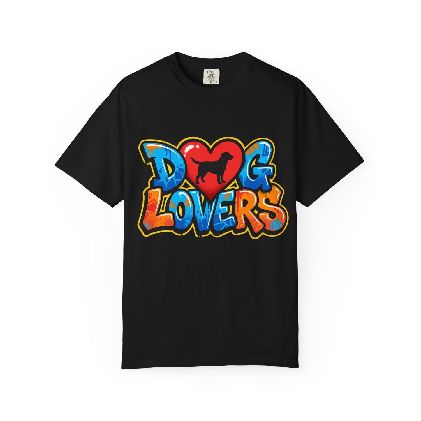 Dog Lovers Graffiti T-Shirt — Heart & Silhouette Pet Lover Tee