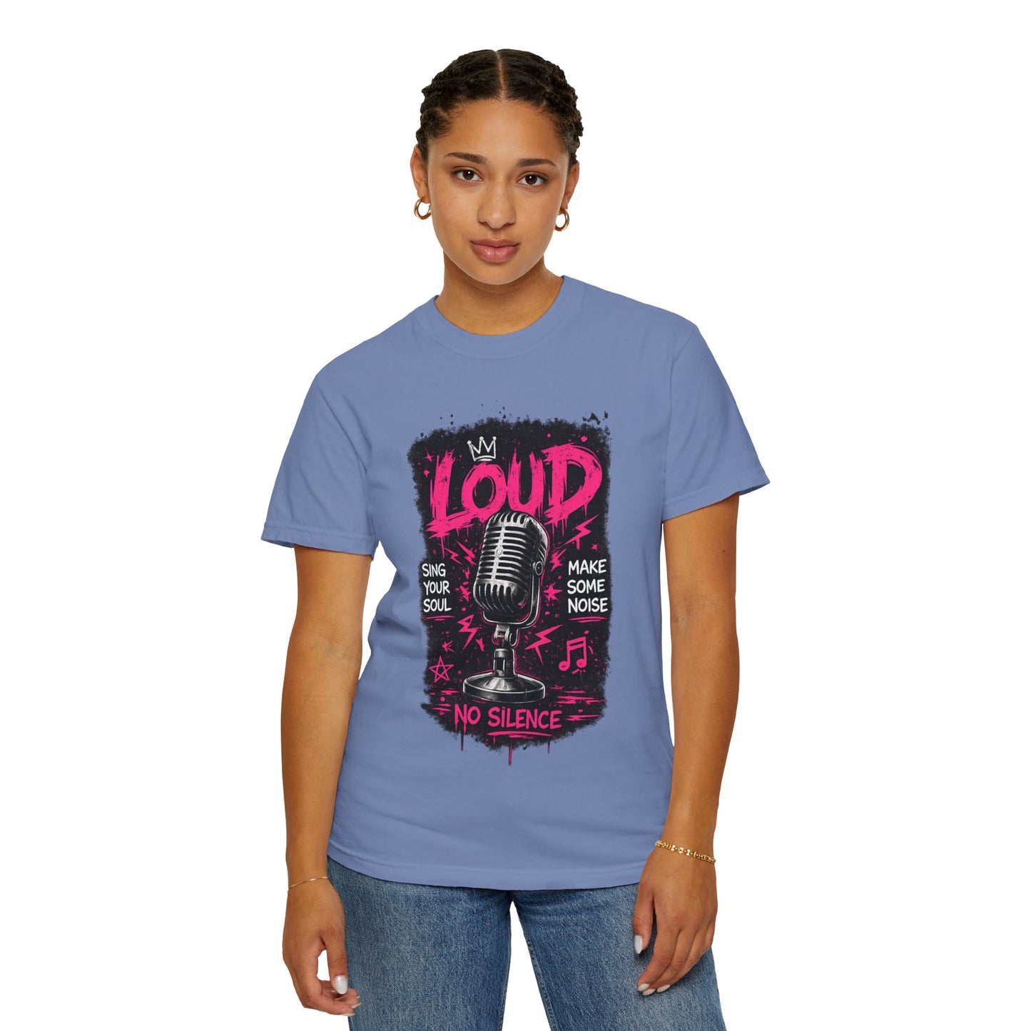 Loud Microphone Graphic T-Shirt | Vintage Mic, Pink Music Art