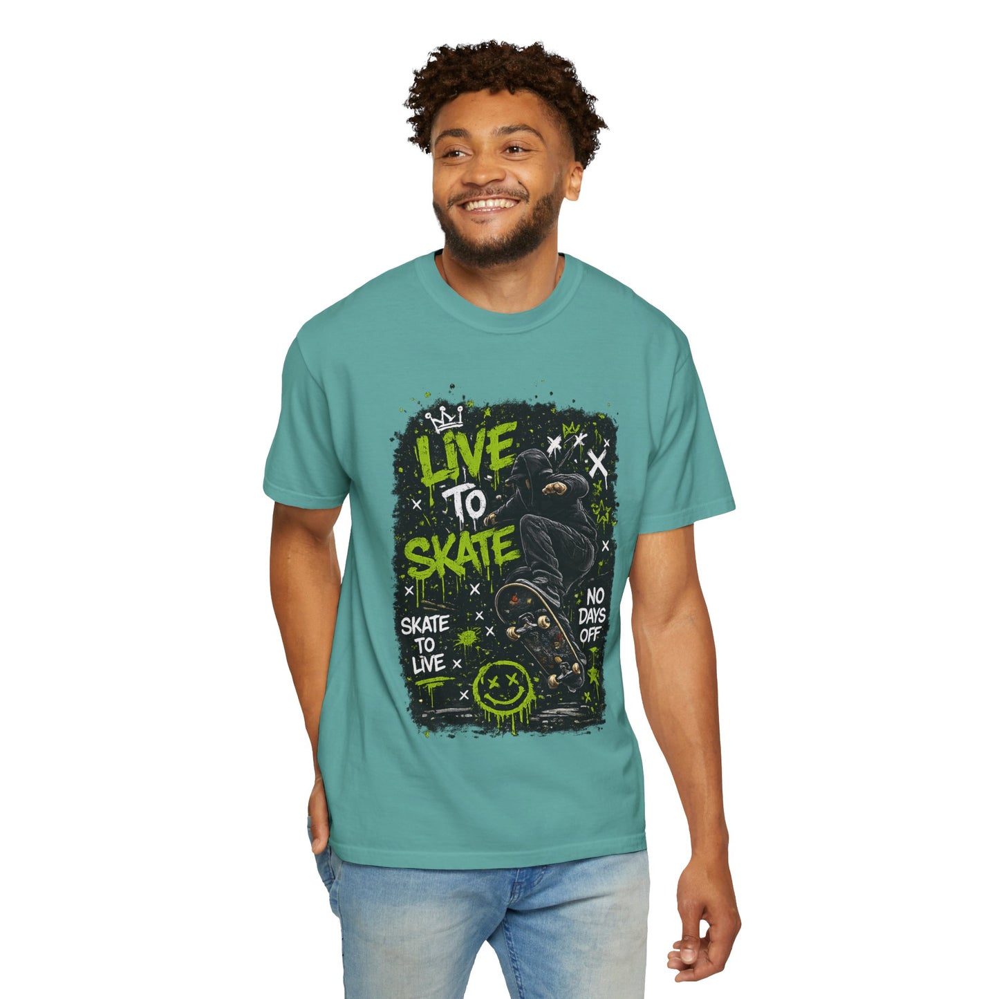 Live to Skate Graphic T-Shirt – Skateboarder Streetwear Tee