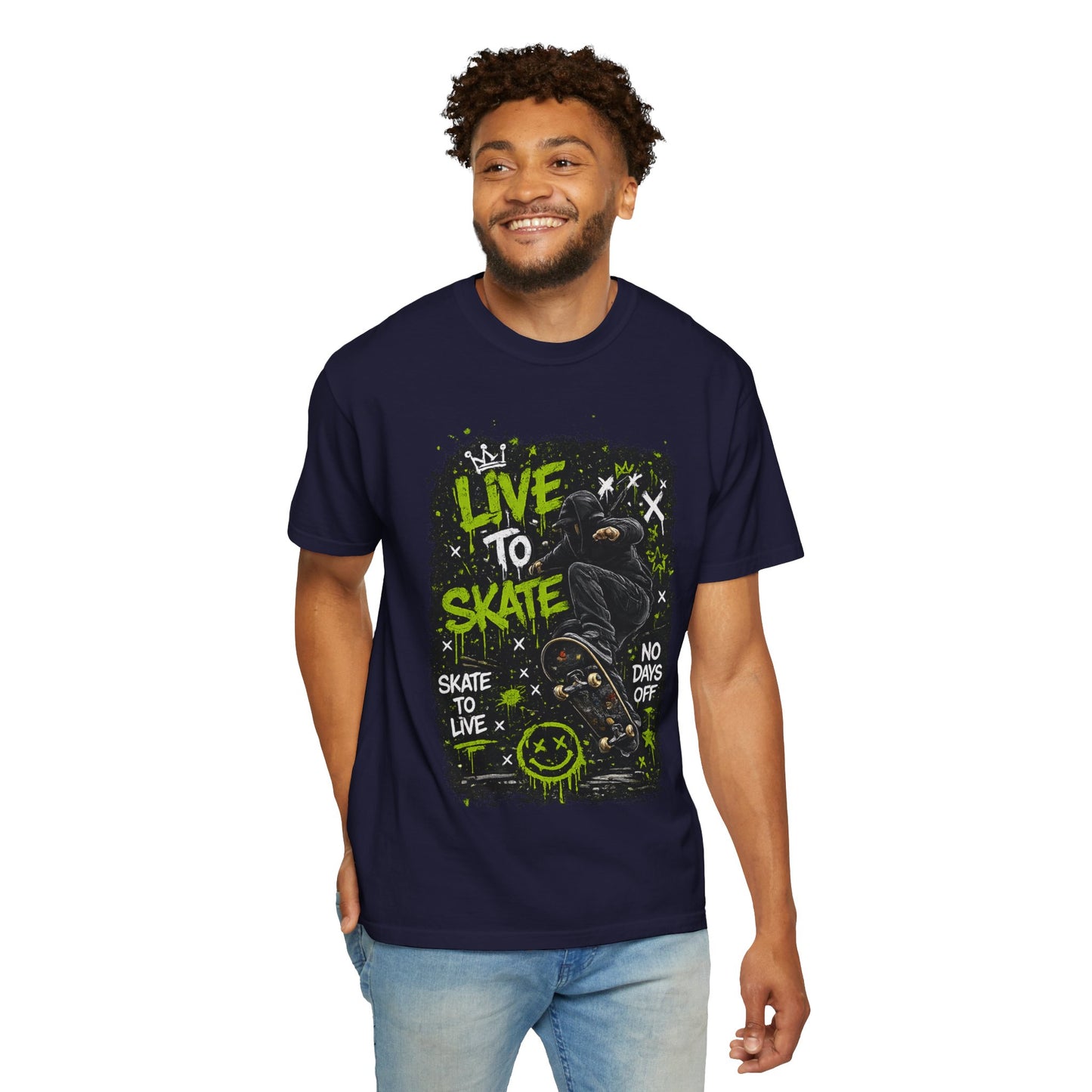Live to Skate Graphic T-Shirt – Skateboarder Streetwear Tee