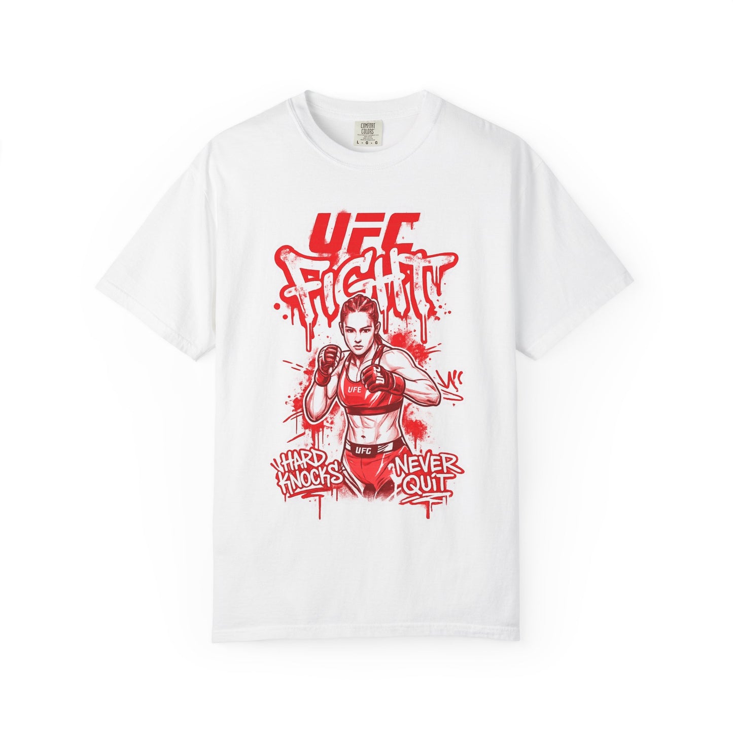 UFC Fight Graphic T-Shirt — "Hard Knocks Never Quit" MMA Fighter Tee