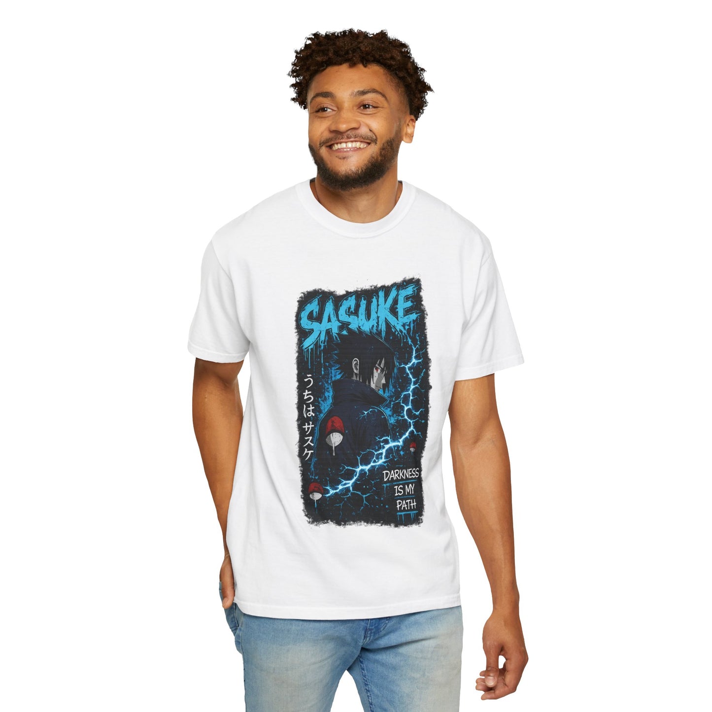 Sasuke Anime T-Shirt — "Darkness Is My Path" Graphic Tee