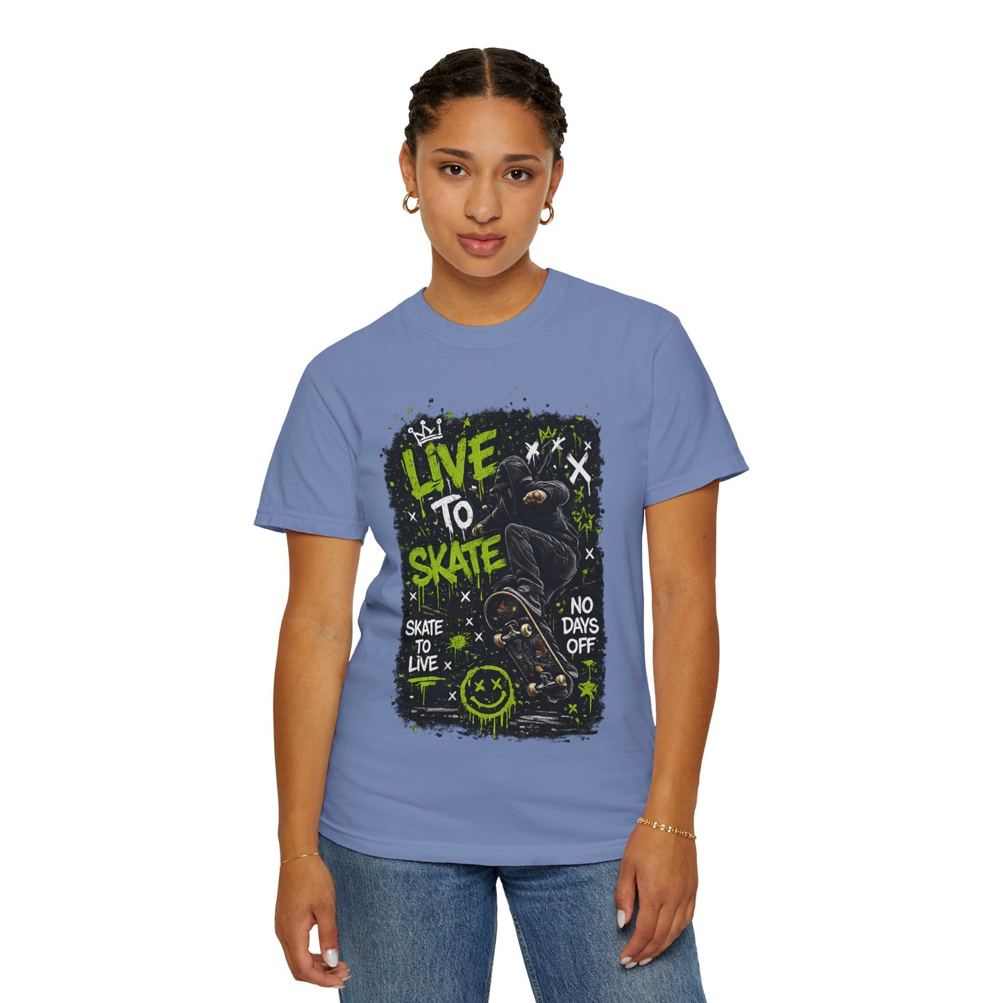 Live to Skate Graphic T-Shirt – Skateboarder Streetwear Tee