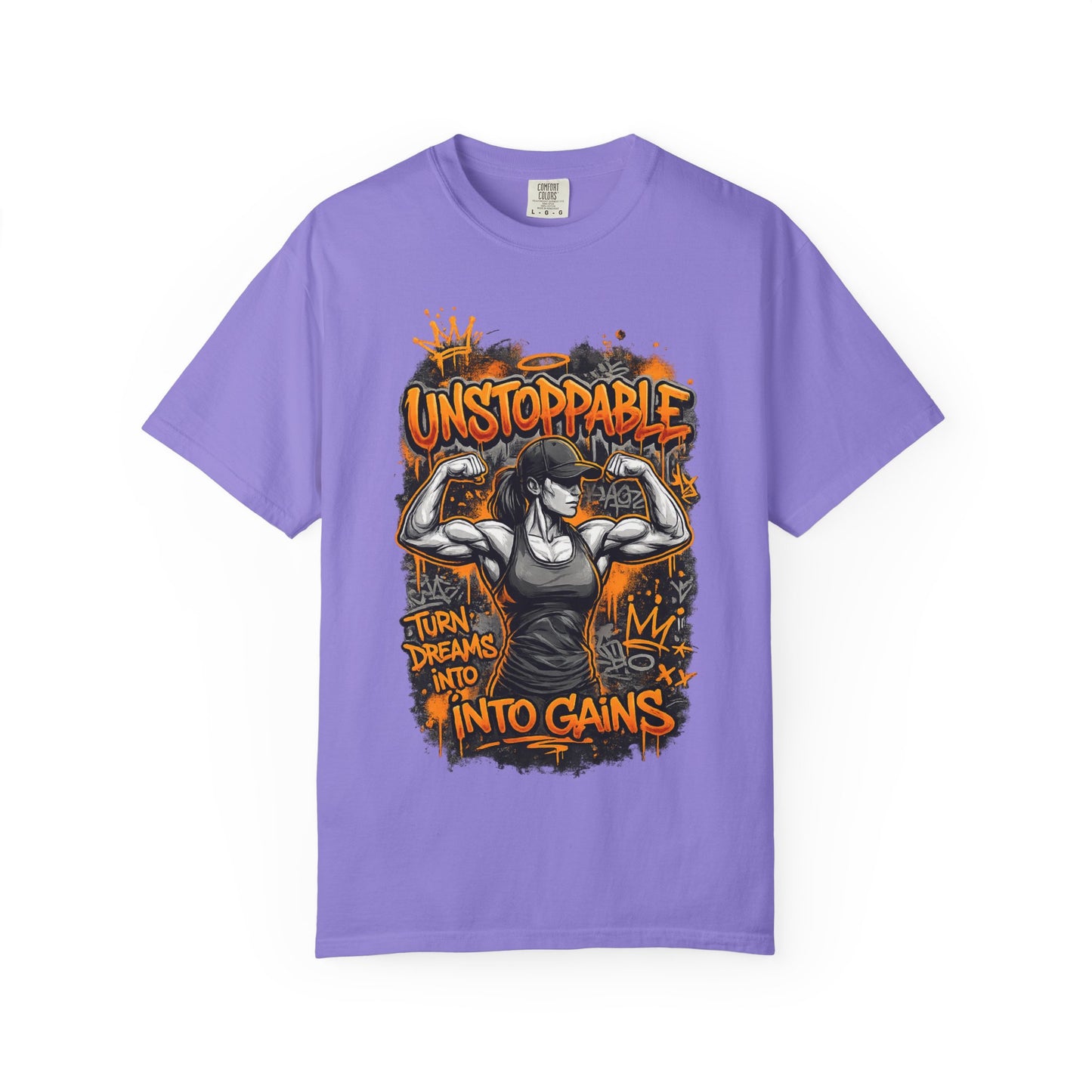 Unstoppable Musclewoman Graphic Tee | Turn Dreams Into Gains T-shirt