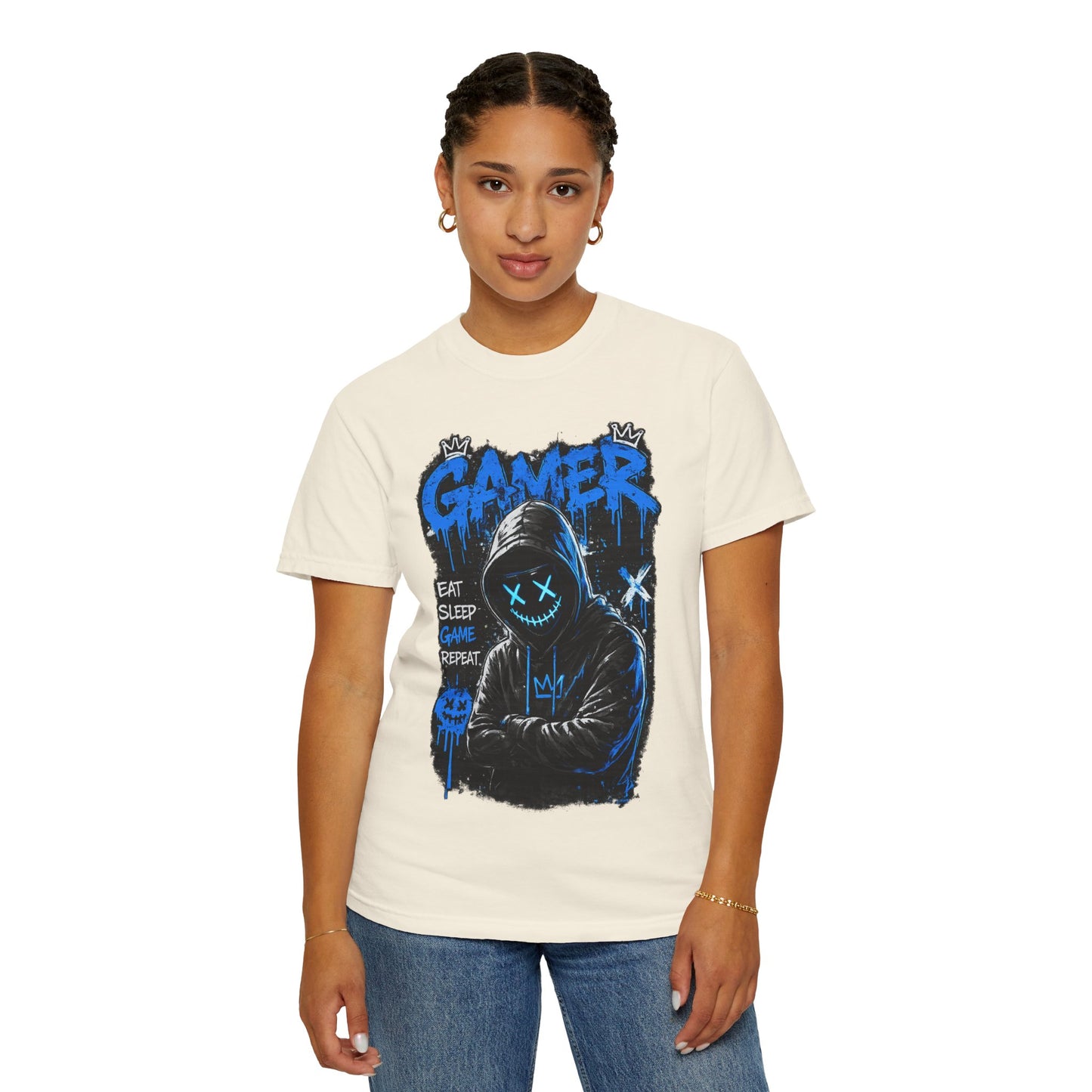 Gamer Hoodie Graphic T-Shirt — "Eat Sleep Game Repeat" Streetwear Tee