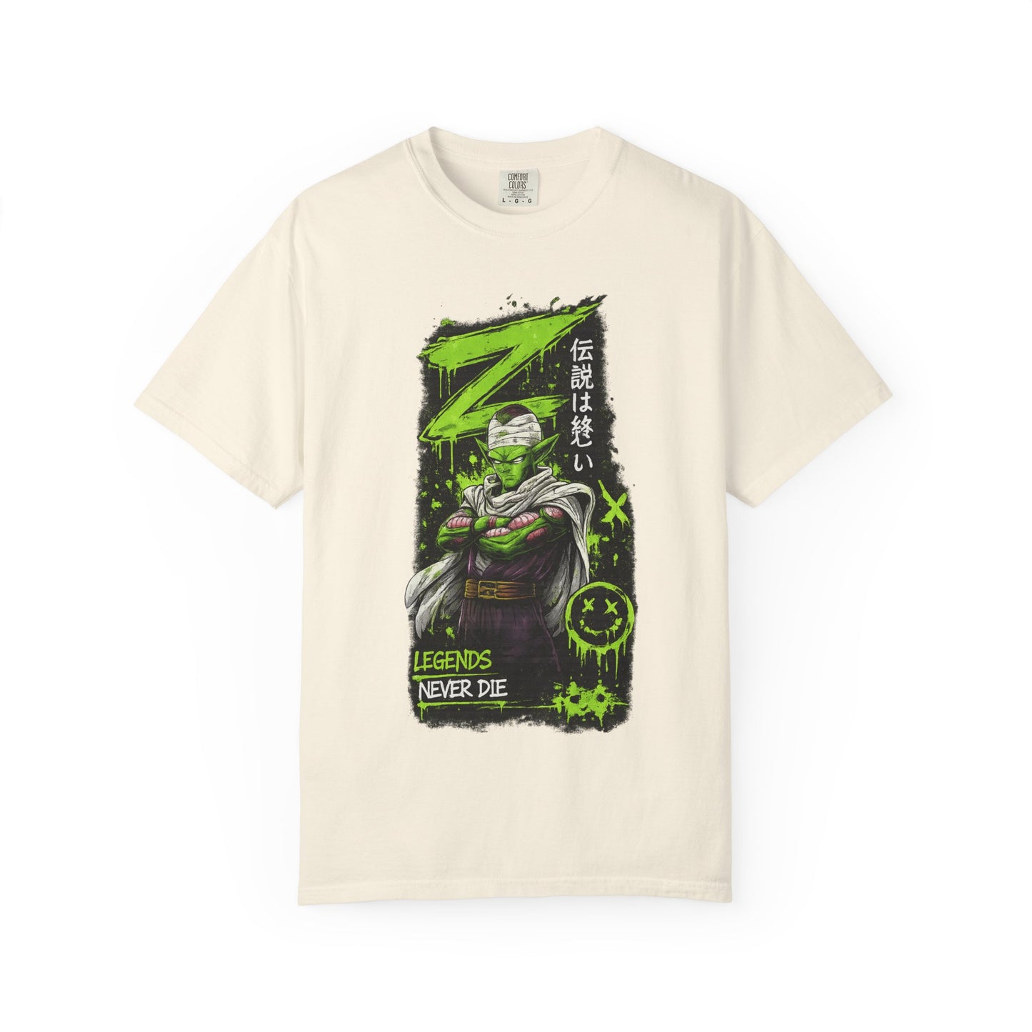 Dragon Warrior Graphic T-Shirt — "Legends Never Die" Neon Green Anime Design