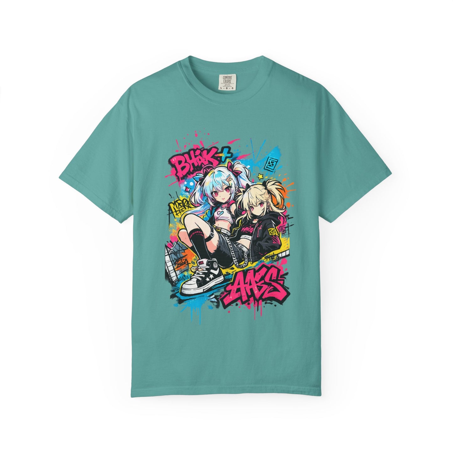 Anime Streetwear T-Shirt — 'Bucks & Sakes' Graffiti Girls Graphic Tee