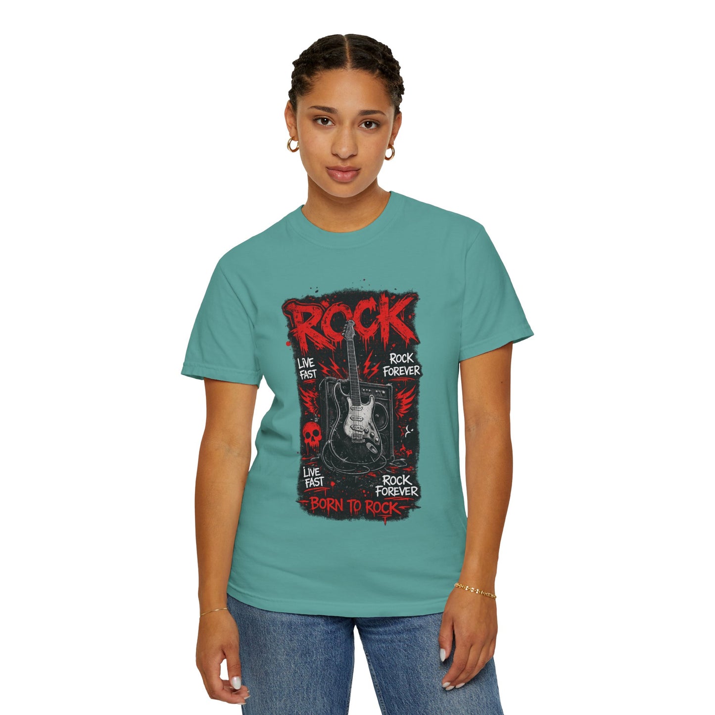 Rock 'Born to Rock' Guitar Graphic T-Shirt