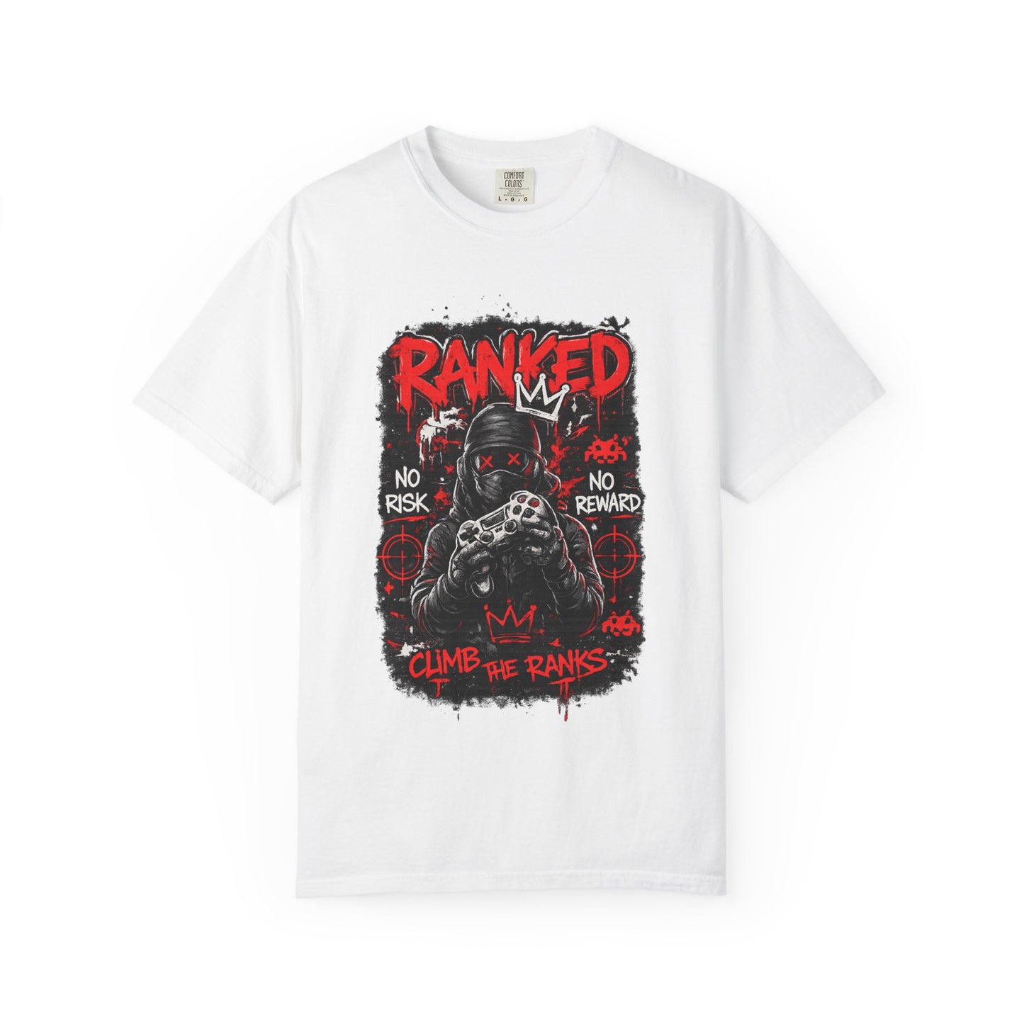 Ranked Climber Graphic Tee | Gamer Skull, No Risk No Reward