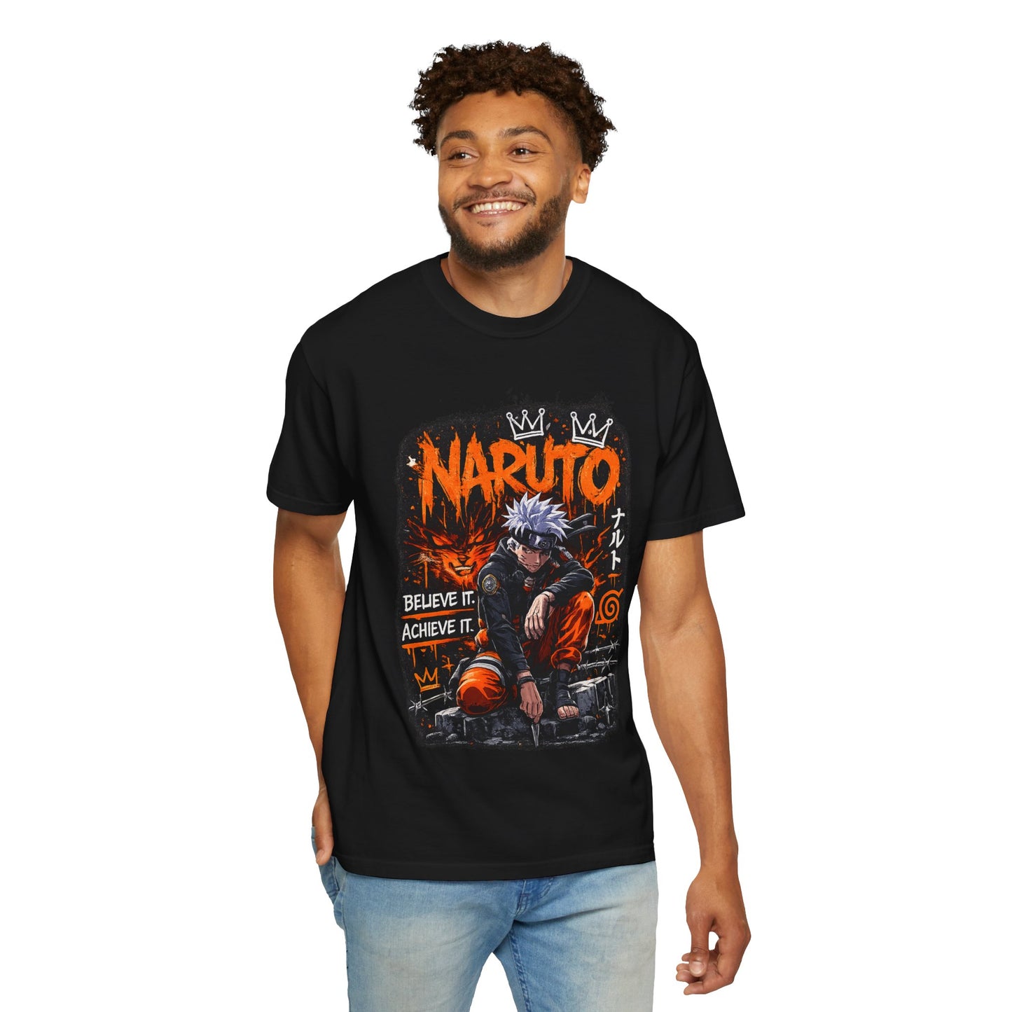 Anime Graphic T-Shirt - "Believe It, Achieve It" Naruto Streetwear Tee