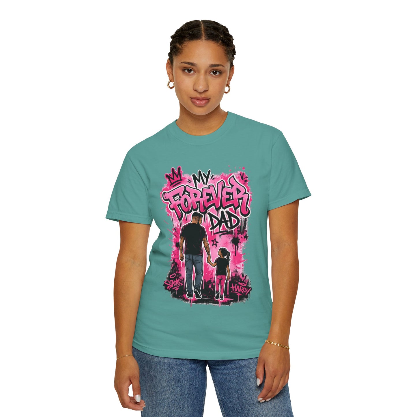 My Forever Dad graffiti father daughter T-Shirt | silhouette, pink spraypaint