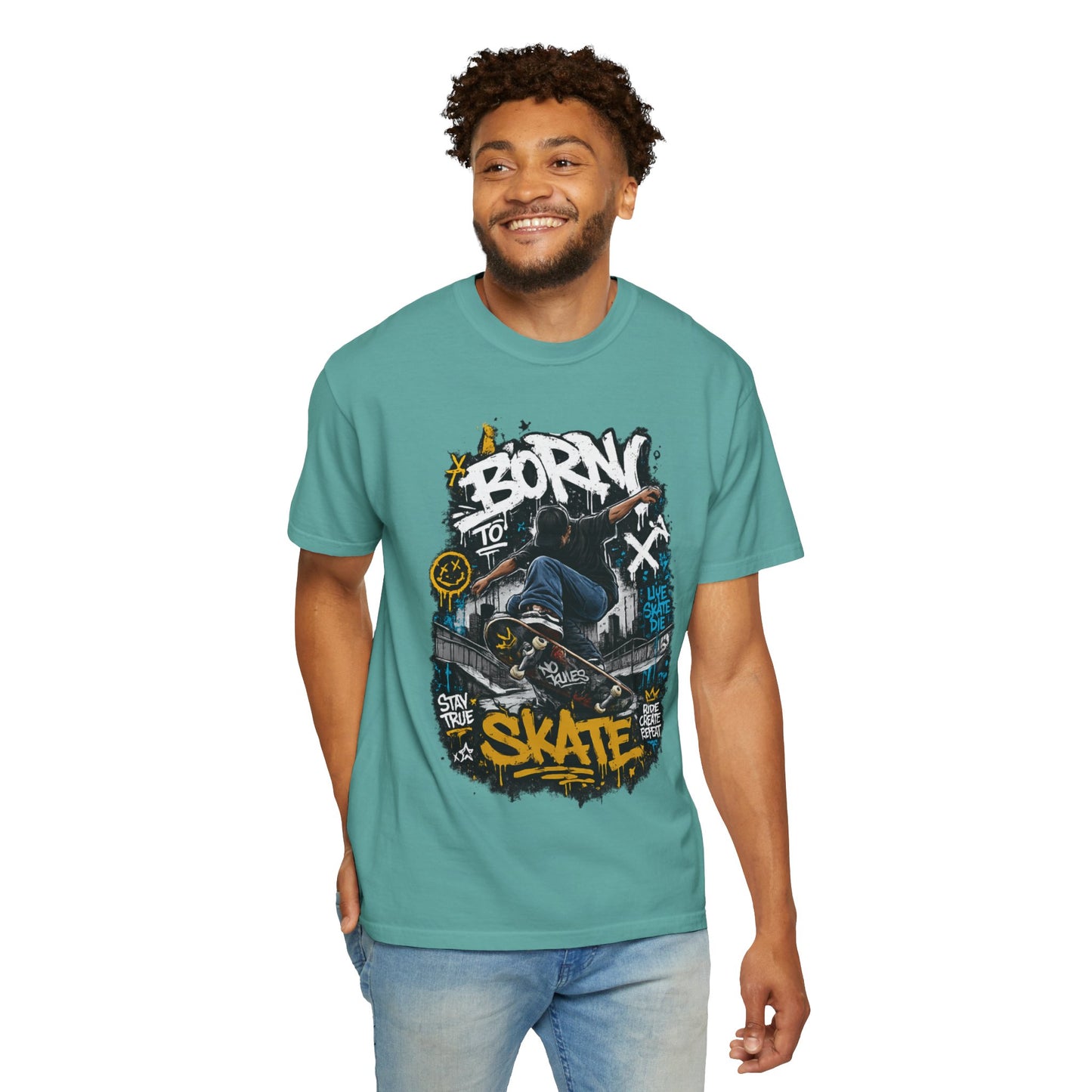 Born To Skate graphic tee | Skateboarder street art T-Shirt