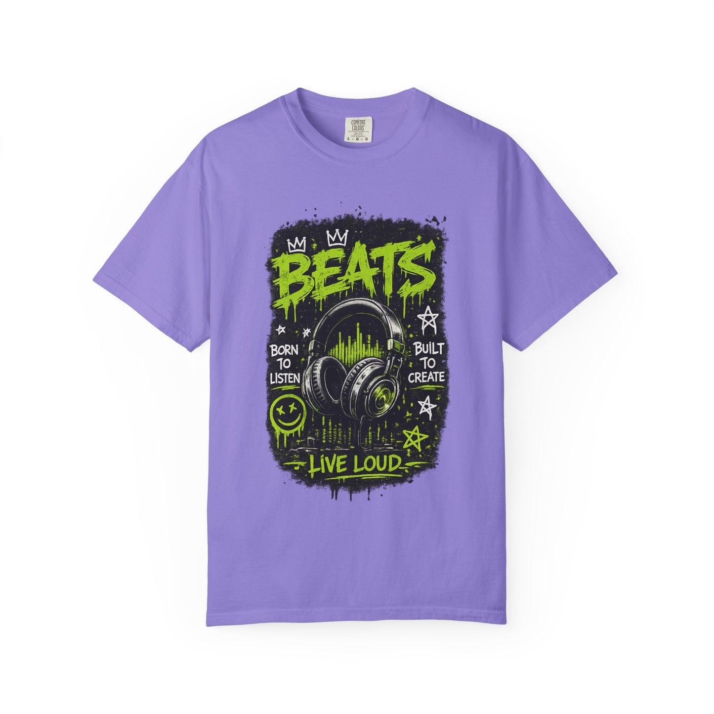 Beats Headphones Live Loud T-shirt | Music Graphic Tee, Neon Green