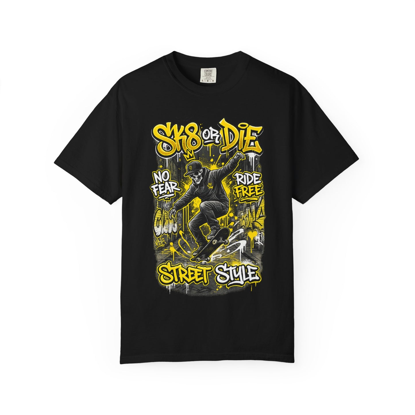 Skate or Die Street Style T-Shirt — Skateboard No Fear, Ride Free Graphic Tee