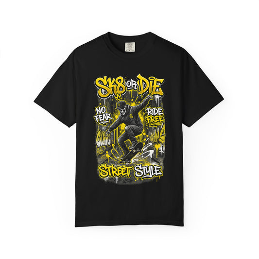 Skate or Die Street Style T-Shirt — Skateboard No Fear, Ride Free Graphic Tee