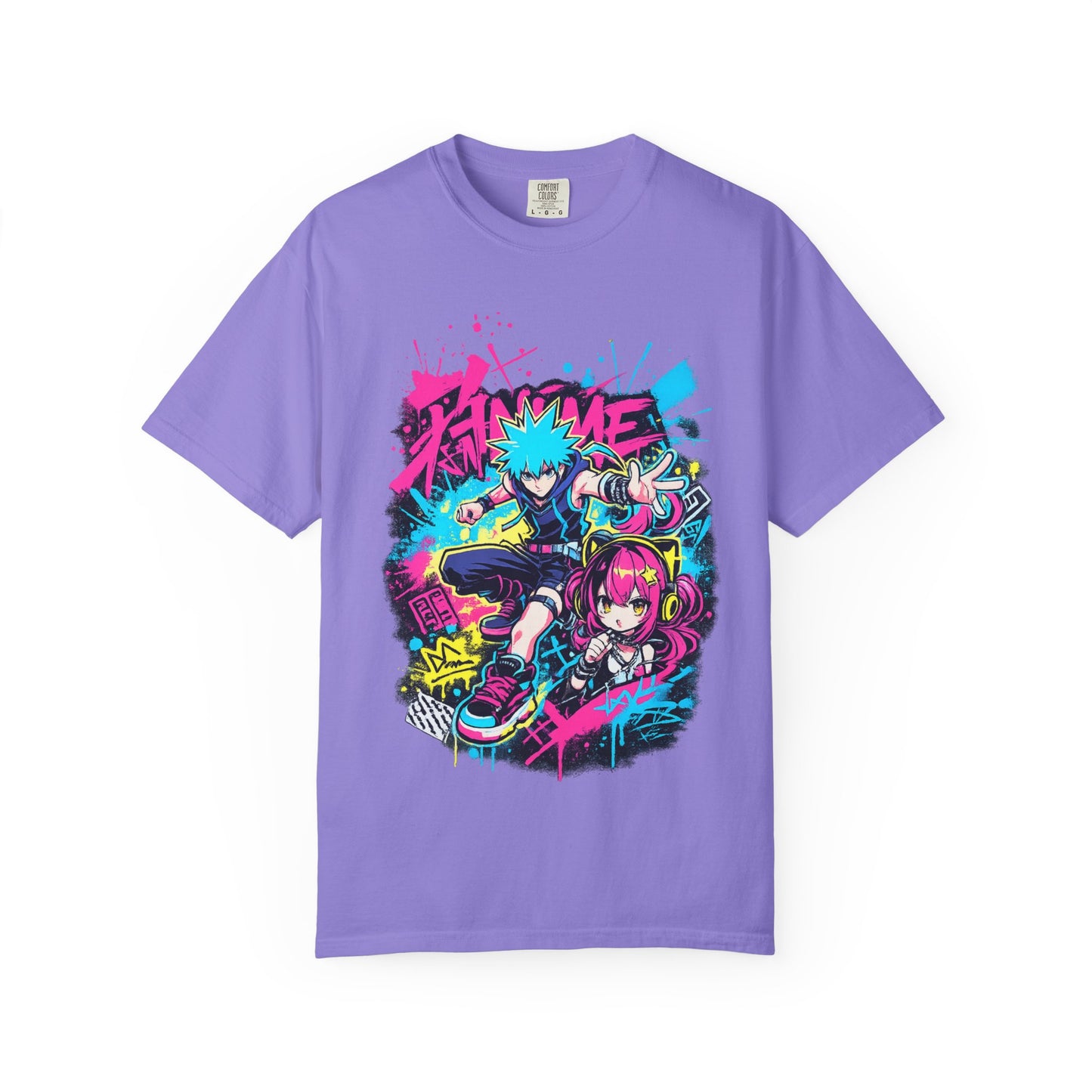 Anime Streetwear T‑Shirt — Neon Punk 'Eat Me' Graphic