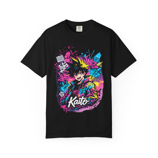 Kaito Anime Streetwear T-Shirt — Neon Graffiti Character Tee