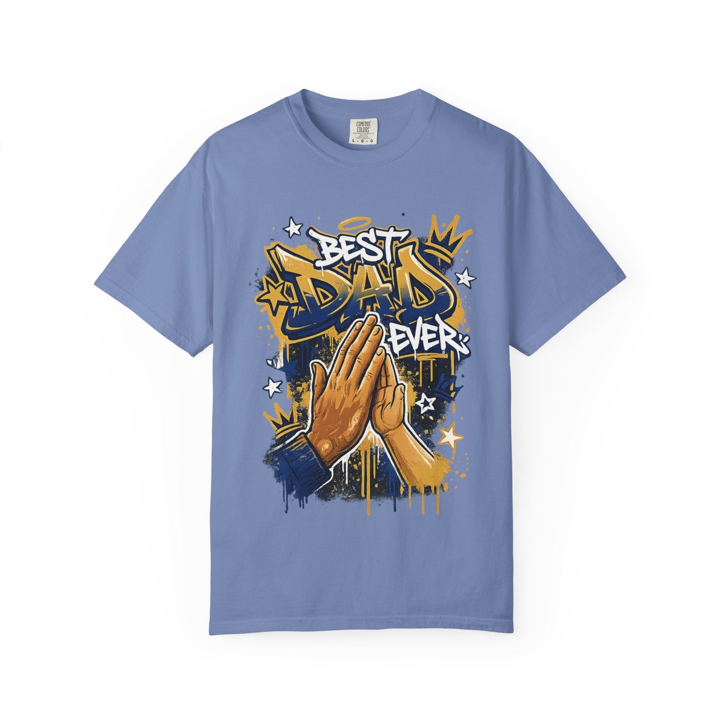 Best Dad Ever Praying Hands T-Shirt | Fatherhood Street Art Tee