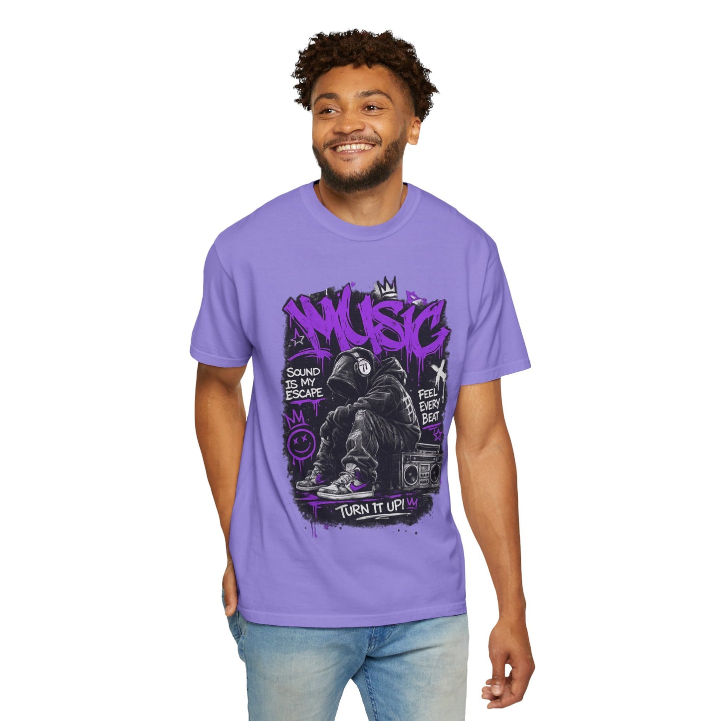 Music Graffiti Streetwear T-Shirt | Hip Hop Boombox Illustration