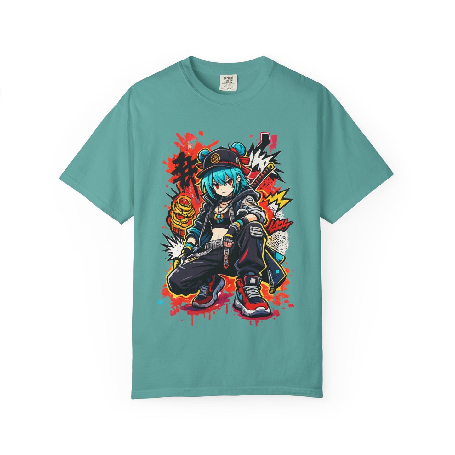 Anime Streetwear T-Shirt — Cool Girl Squatting Graphic Tee