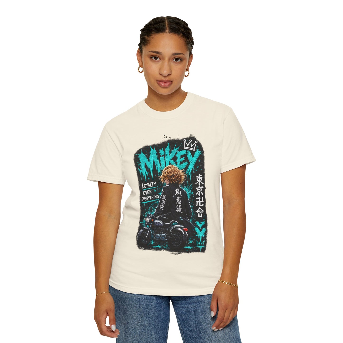 Mikey Motorcycle Graphic T-Shirt — "Loyalty Over Everything" Anime Streetwear