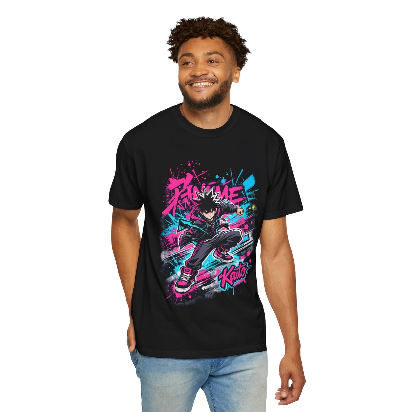 Skater Kaito Graphic T-Shirt — Neon Anime Streetwear