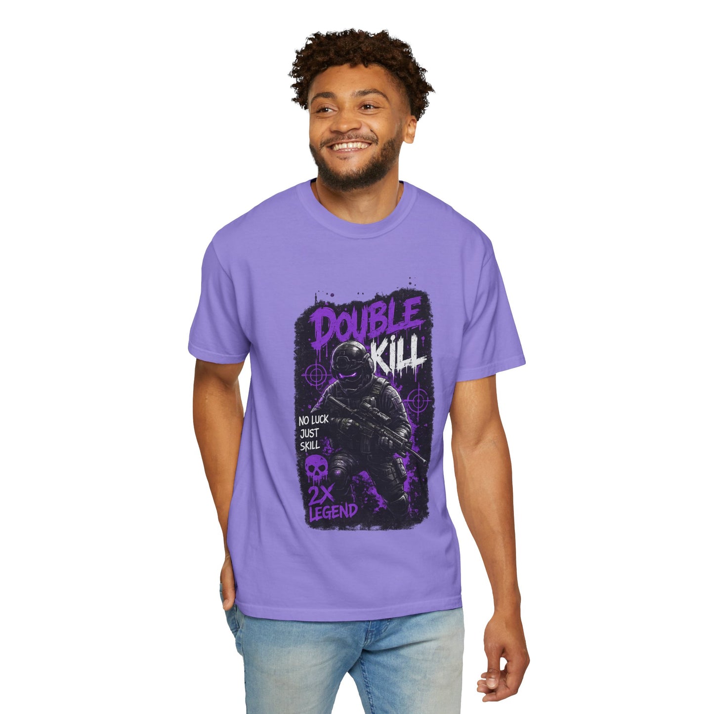 Double Kill Gamer T-Shirt — Retro Neon FPS Graphic Tee