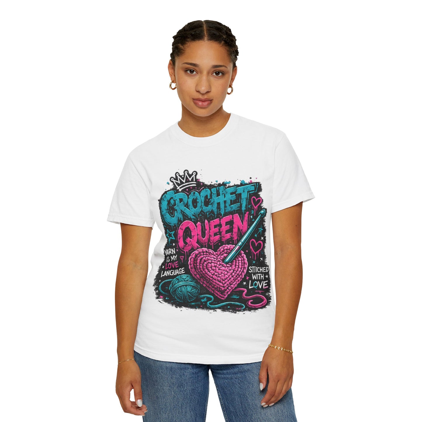 Crochet Queen T-Shirt — 'Yarn is My Love Language' Graphic Tee for Crafters