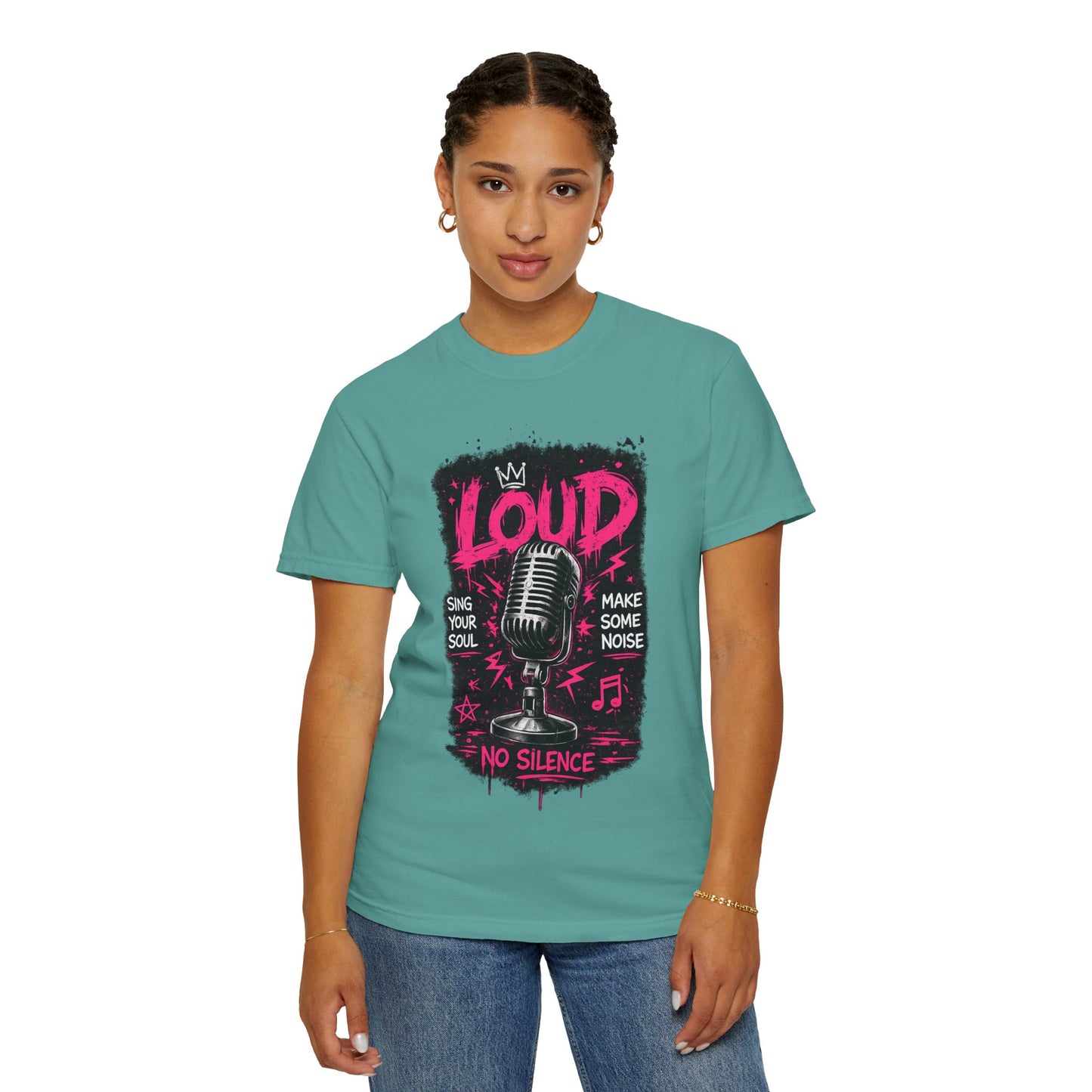 Loud Microphone Graphic T-Shirt | Vintage Mic, Pink Music Art
