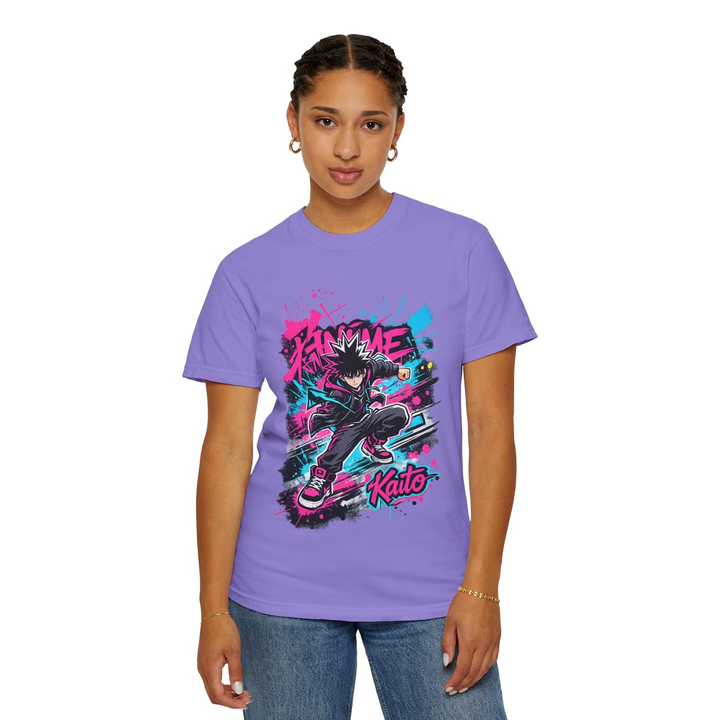 Skater Kaito Graphic T-Shirt — Neon Anime Streetwear
