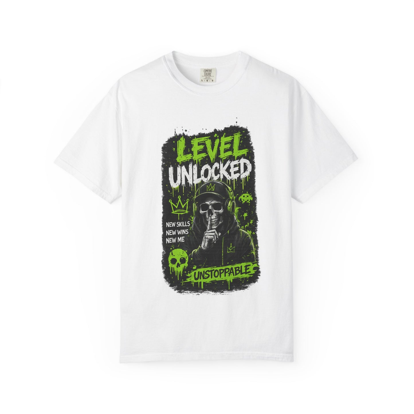 Level Unlocked Skull T-Shirt — Unstoppable Gamer Graphic Tee