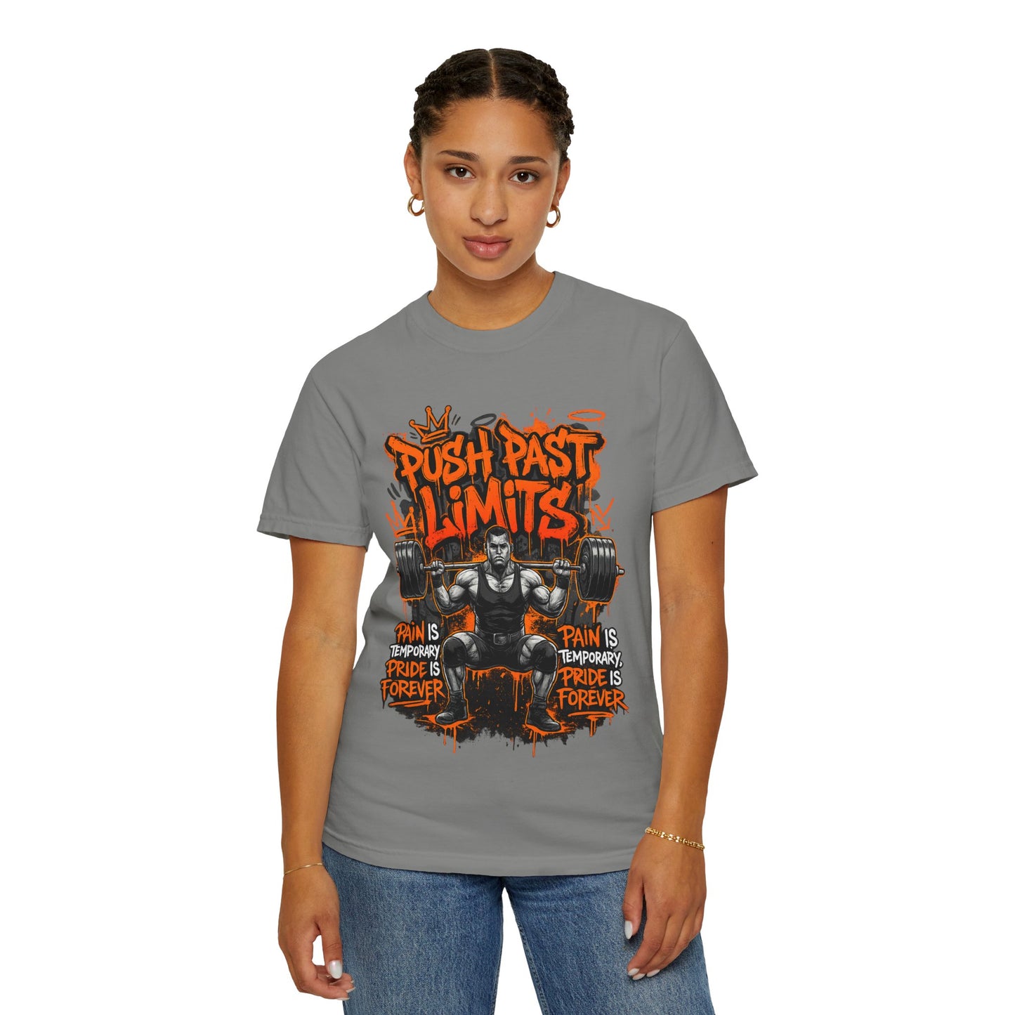 Push Past Limits weightlifting graphic tee | Motivational gym shirt