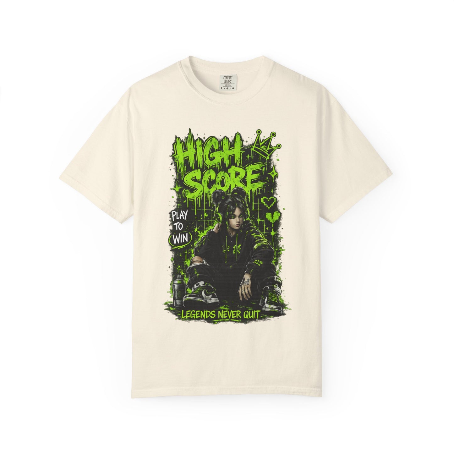 High Score Graphic T-Shirt — 'High Score: Legends Never Quit' Gamer Tee