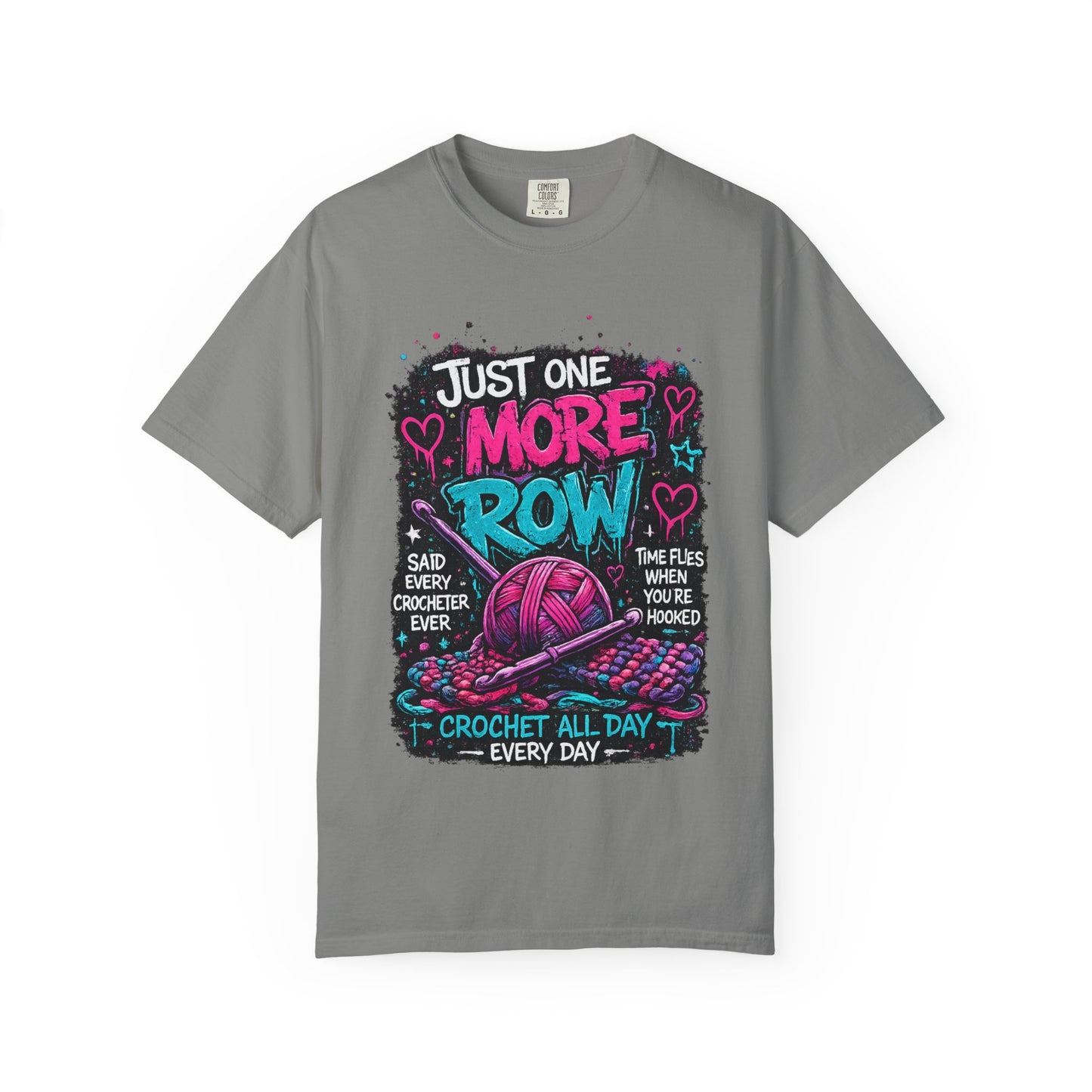 Crochet T‑Shirt — "Just One More Row" Yarn Lover Tee