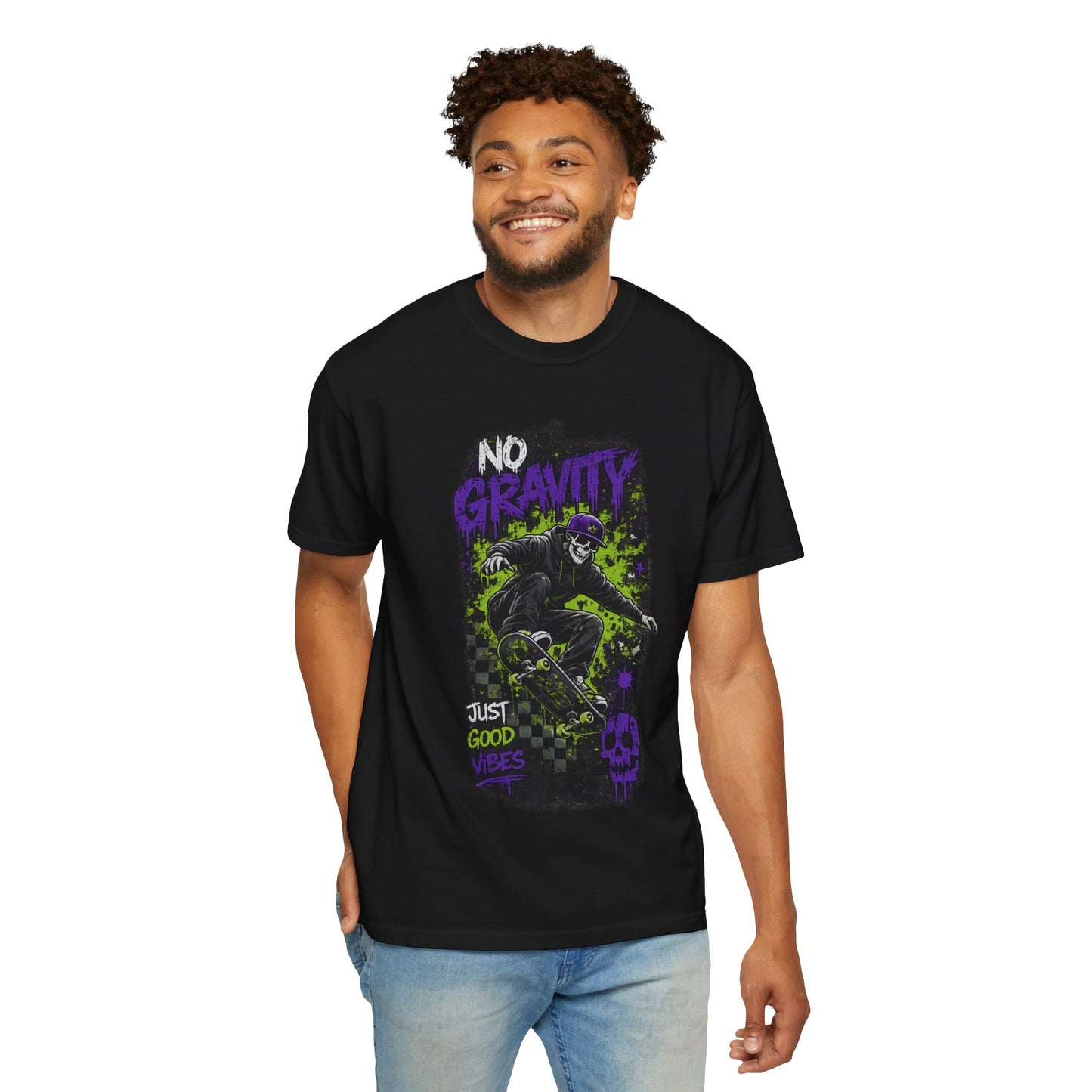 No Gravity Skateboard T-Shirt — Skate Punk Graphic Tee ("Just Good Times")