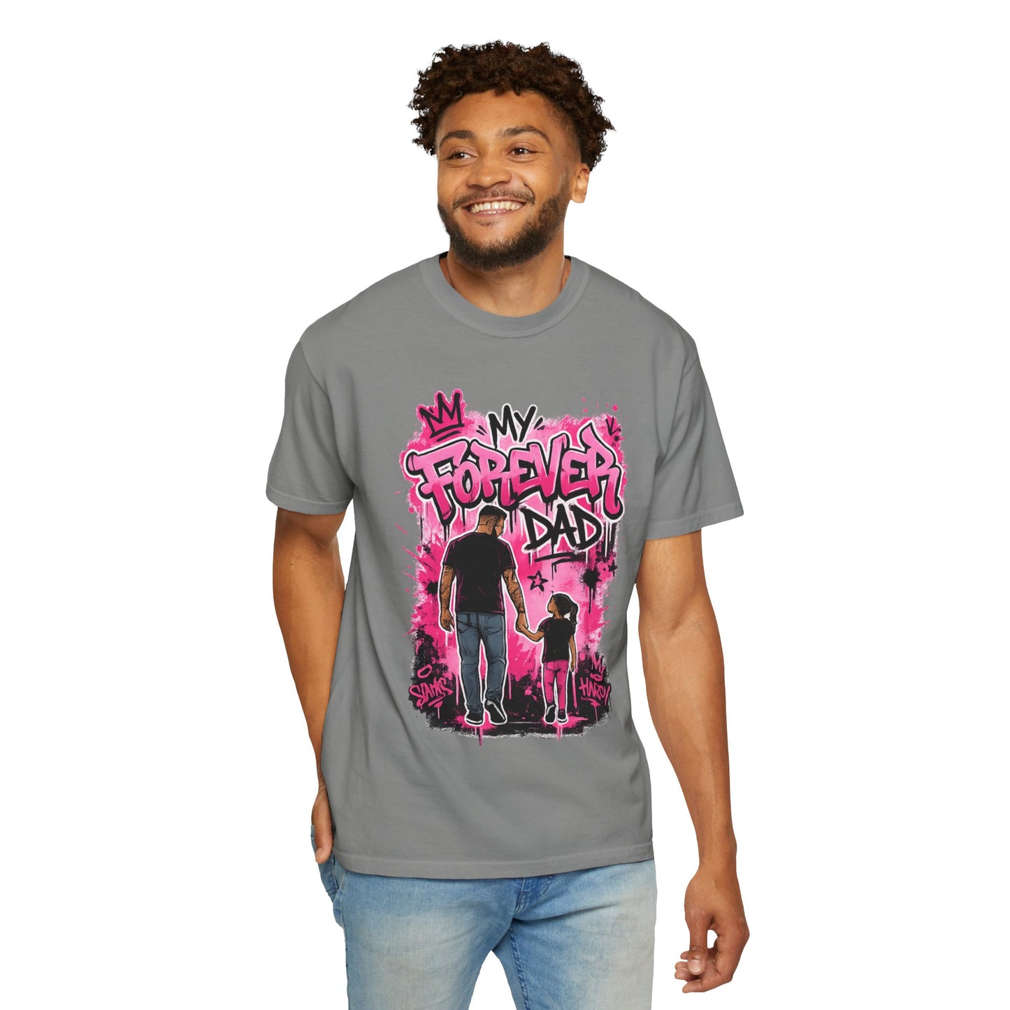 My Forever Dad graffiti father daughter T-Shirt | silhouette, pink spraypaint