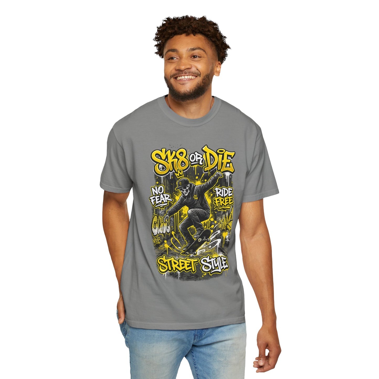 Skate or Die Street Style T-Shirt — Skateboard No Fear, Ride Free Graphic Tee