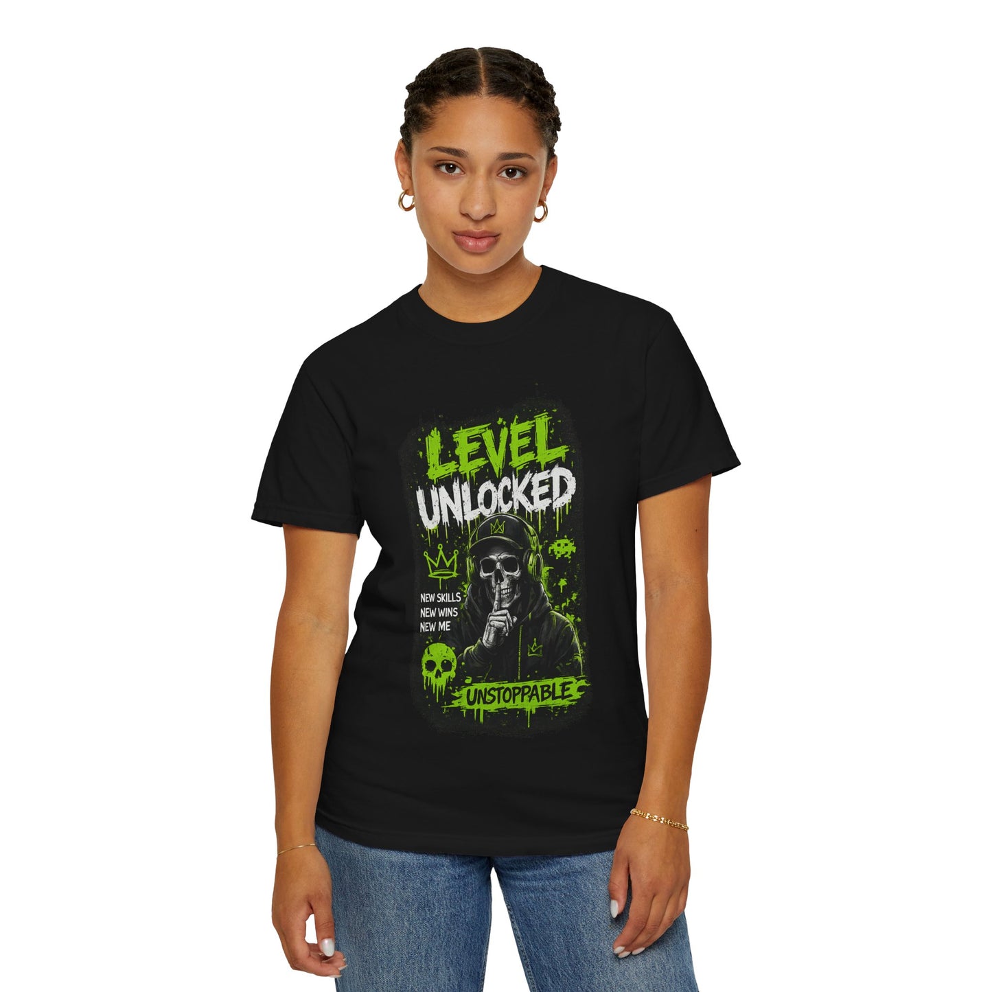 Level Unlocked Skull T-Shirt — Unstoppable Gamer Graphic Tee