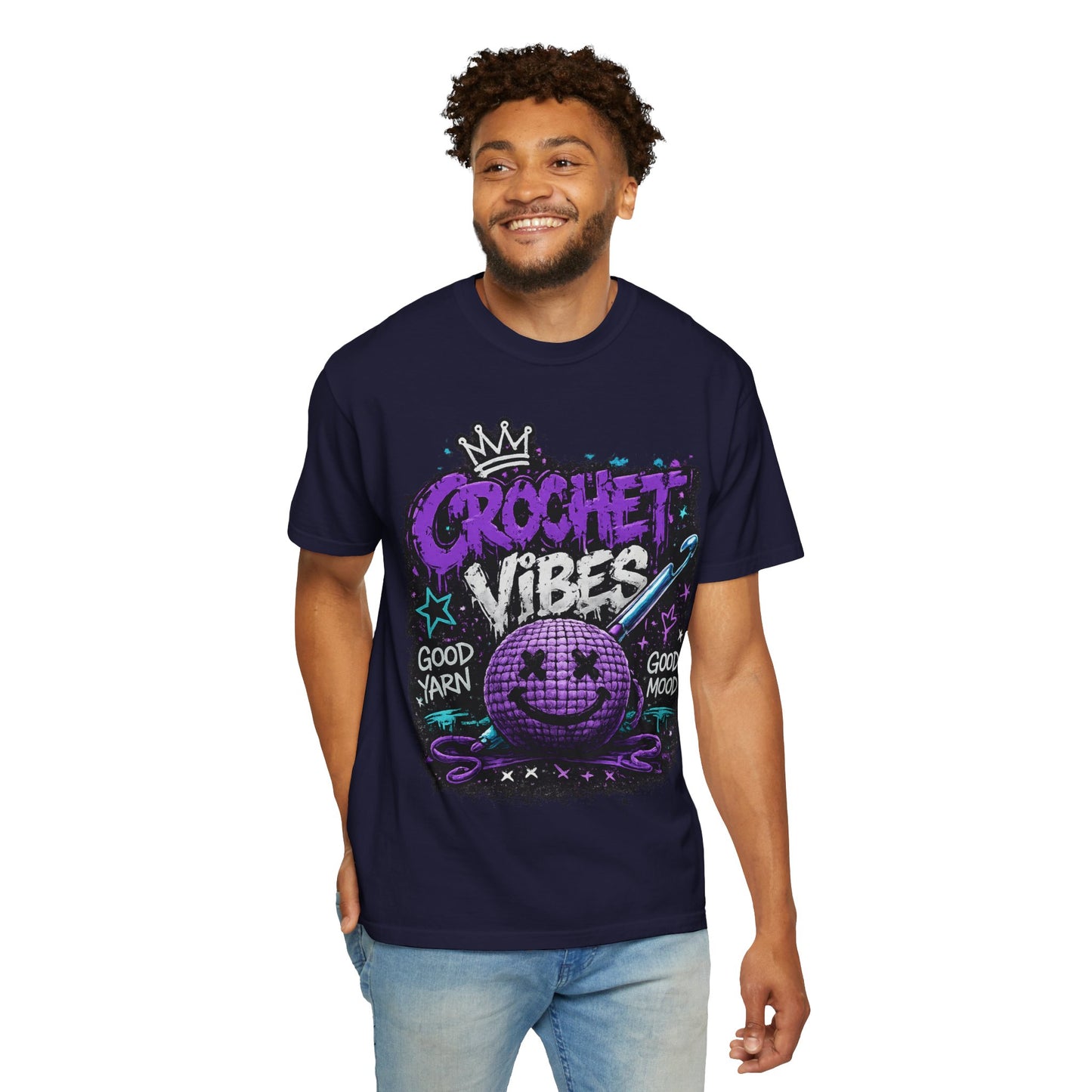 Crochet Vibes T-Shirt — 'Good Yarn, Good Mood' Graphic Tee