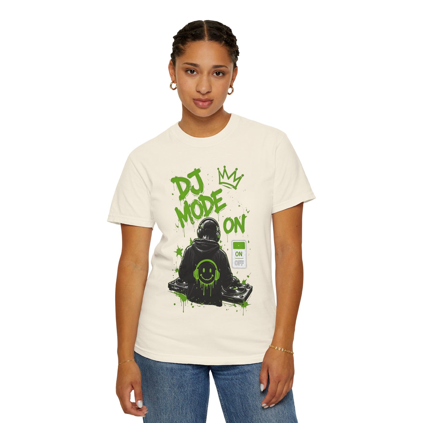 DJ Mode On T-Shirt — Neon Green DJ Graphic Tee
